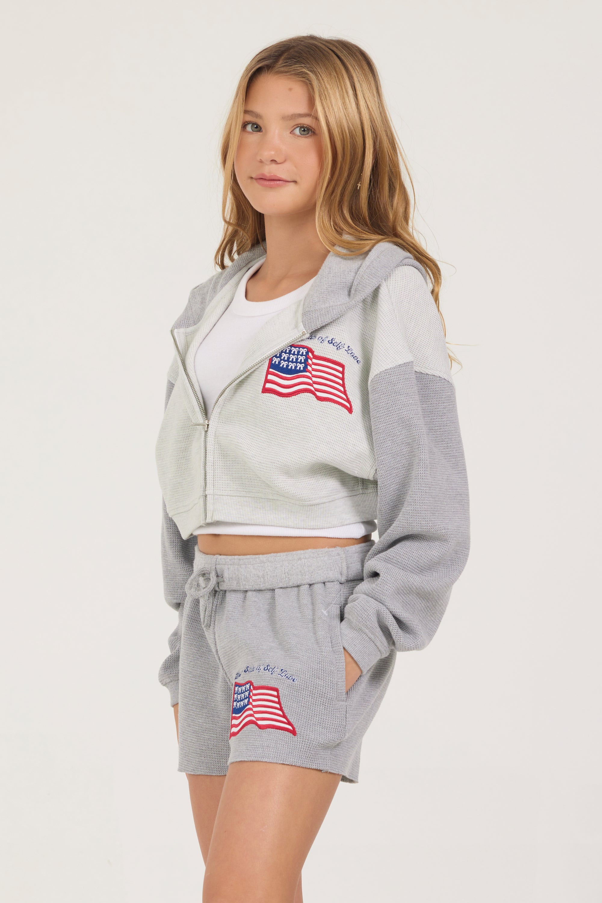Kids United States of Self Love Thermal Zip Hoodie