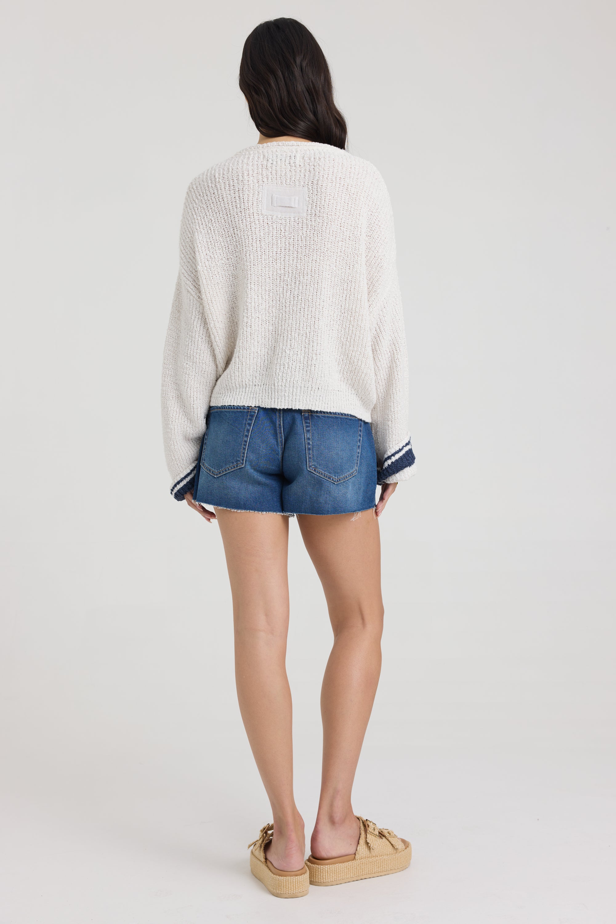 V Neck Sweater with Contrast Stripe