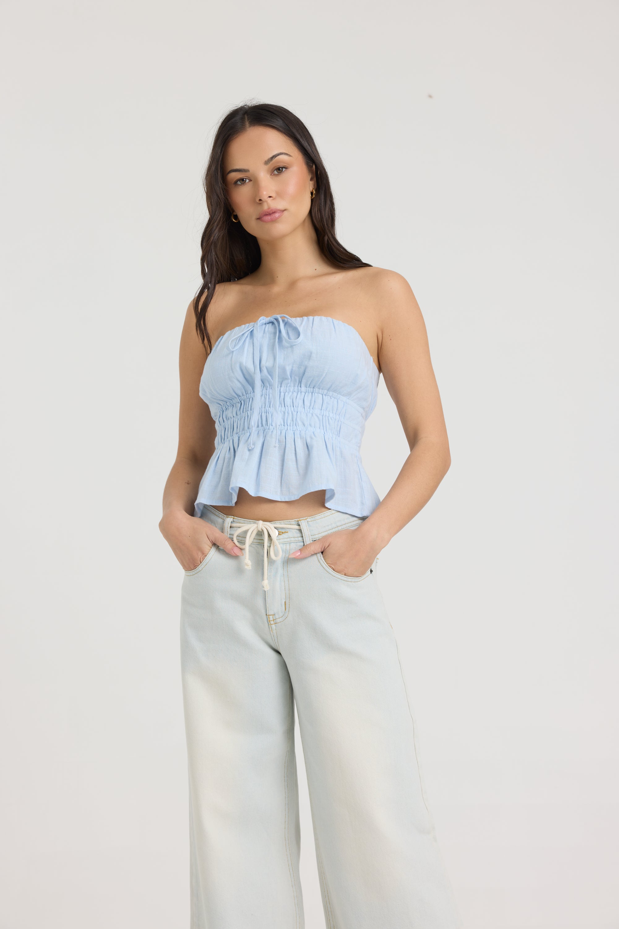 Linen Blend Halter Top