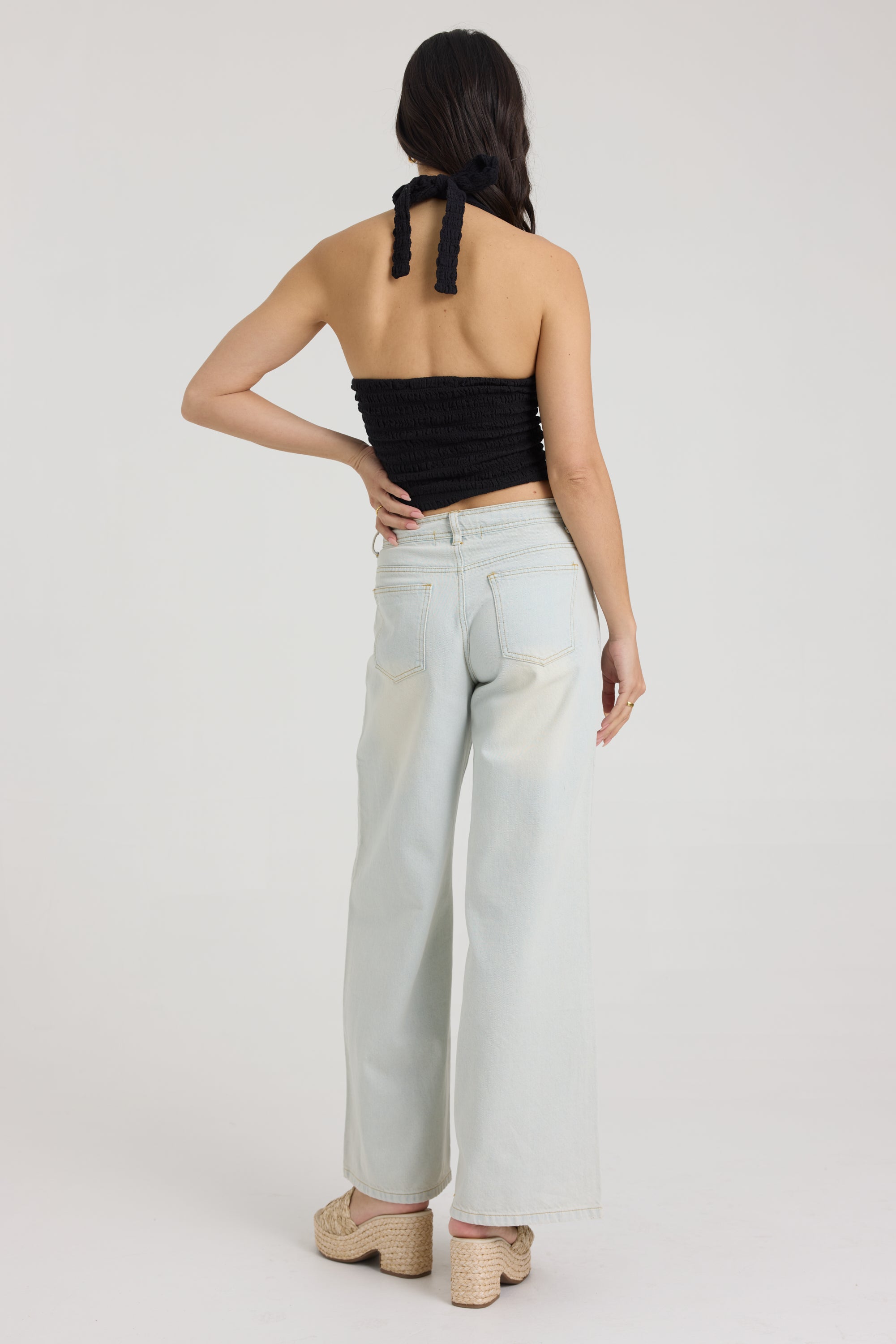 Smocked Linen Halter Top