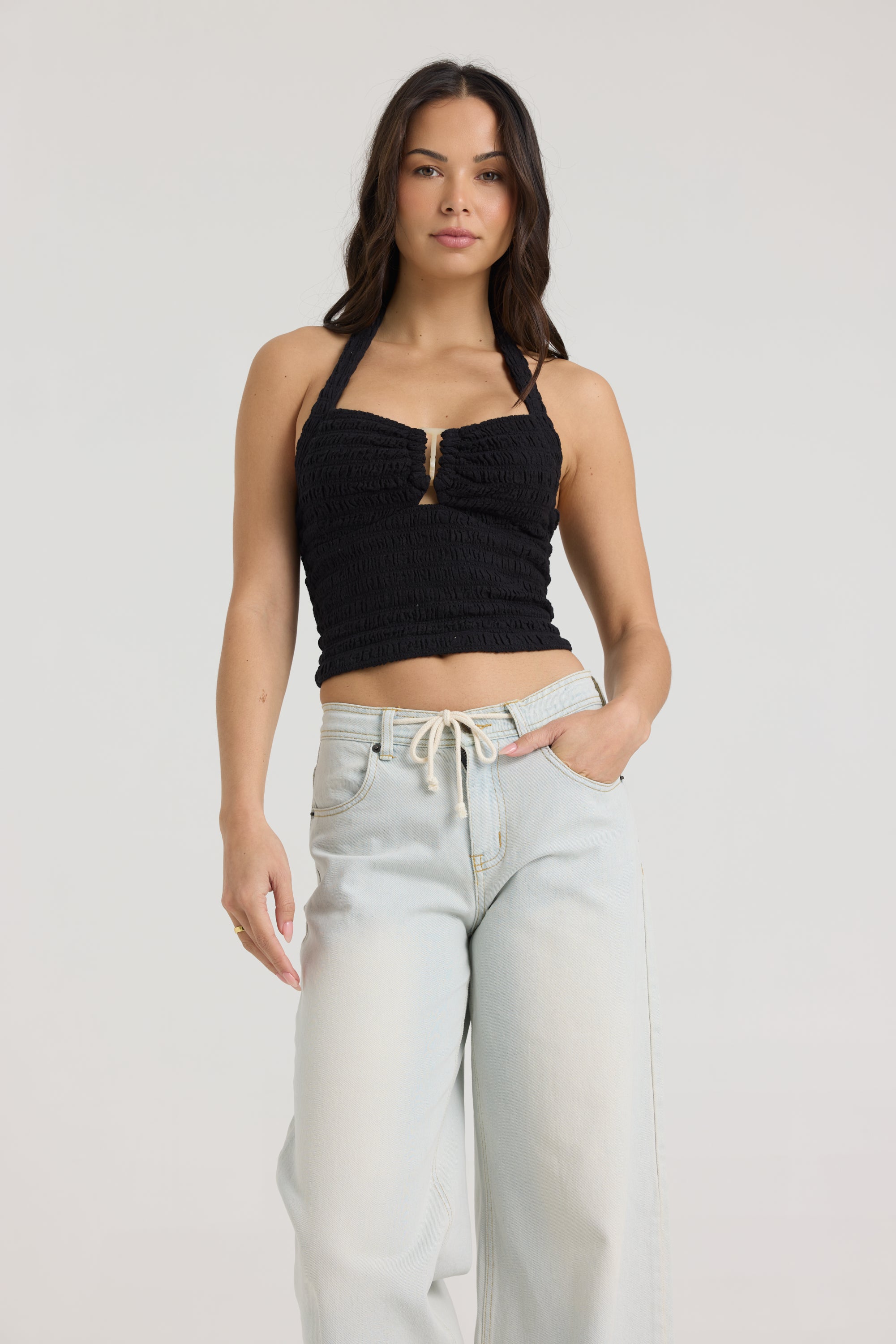 Smocked Linen Halter Top