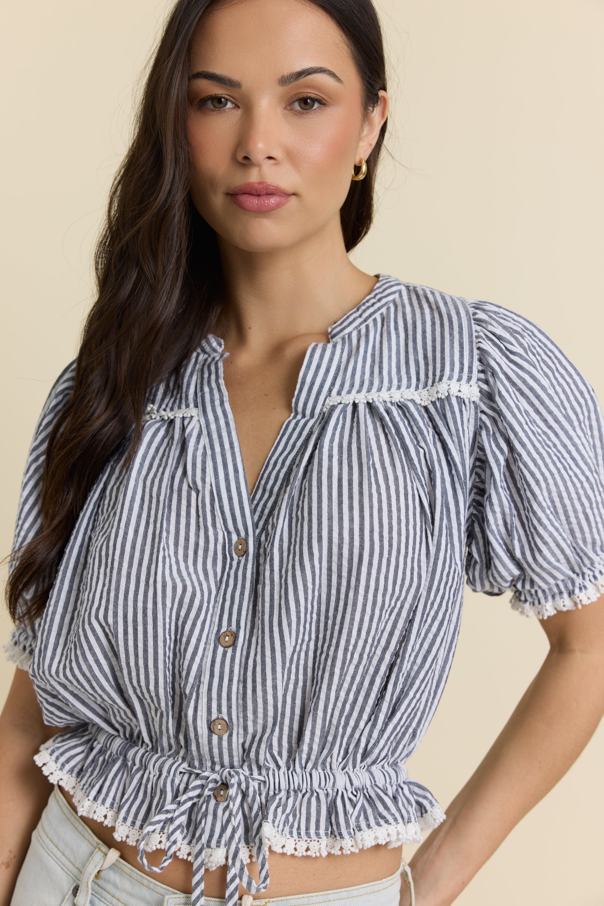 Puff Sleeve Woven Top
