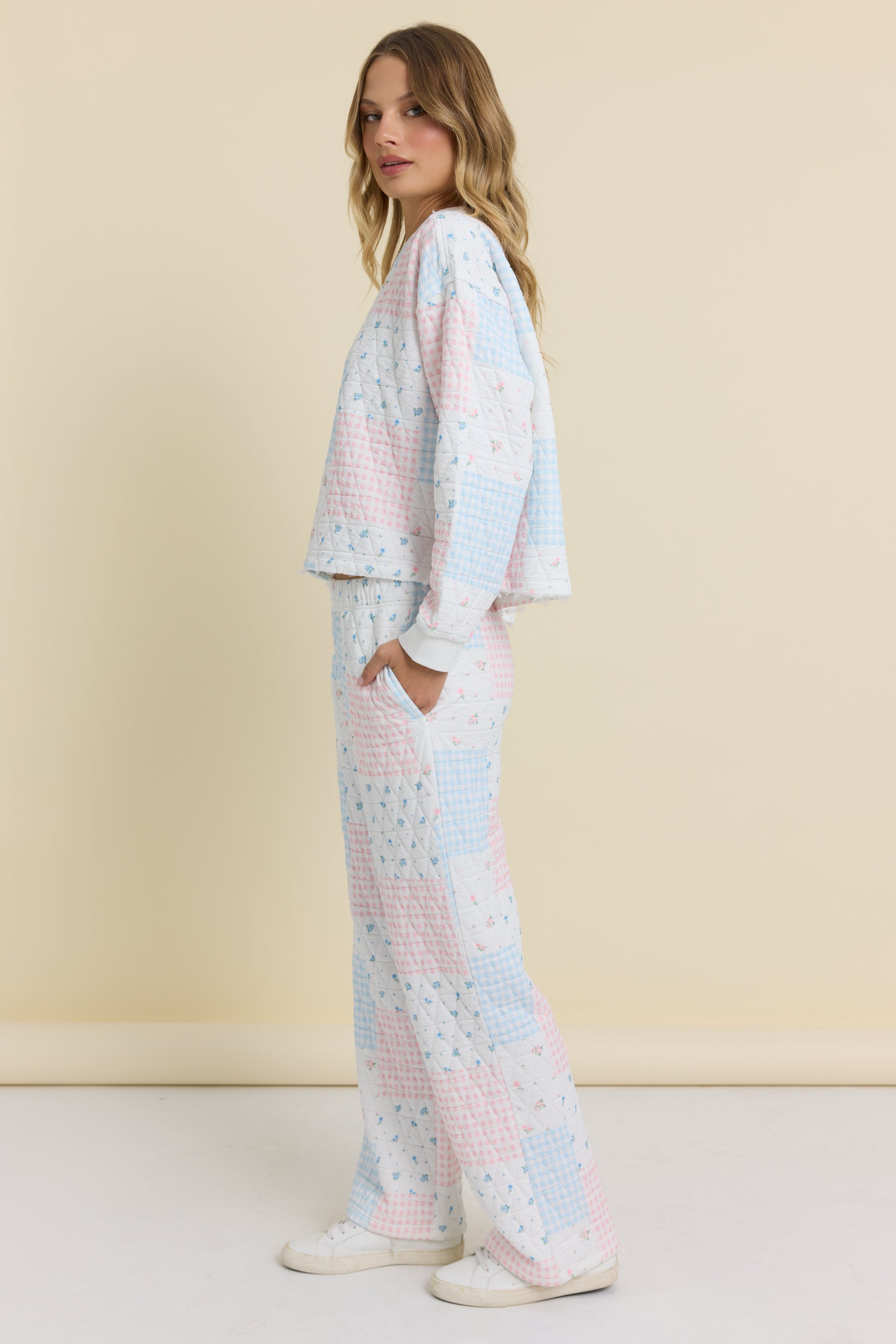 Printed Quilt Wide Leg Pant