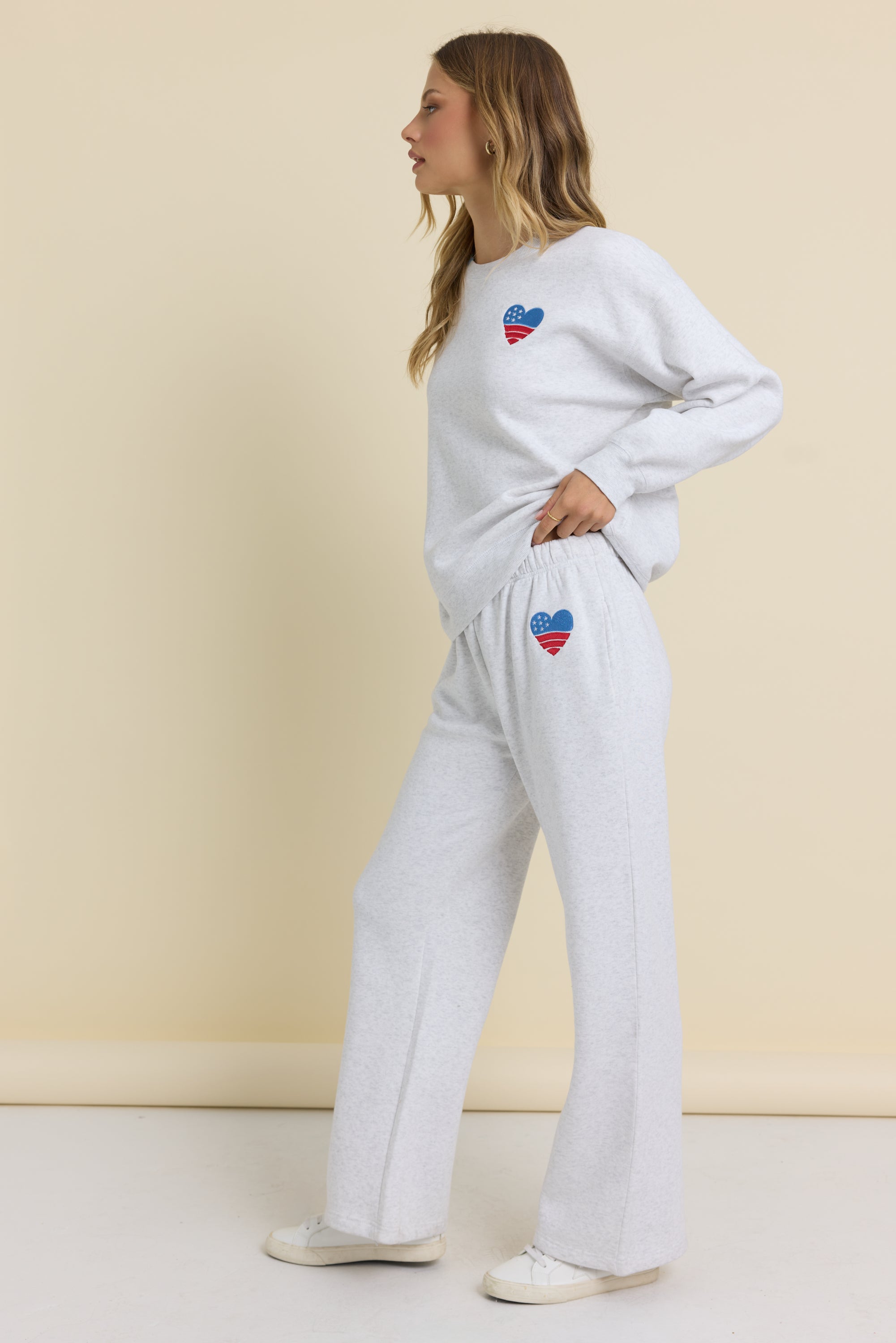 USA Embroidered Wide Leg Pants