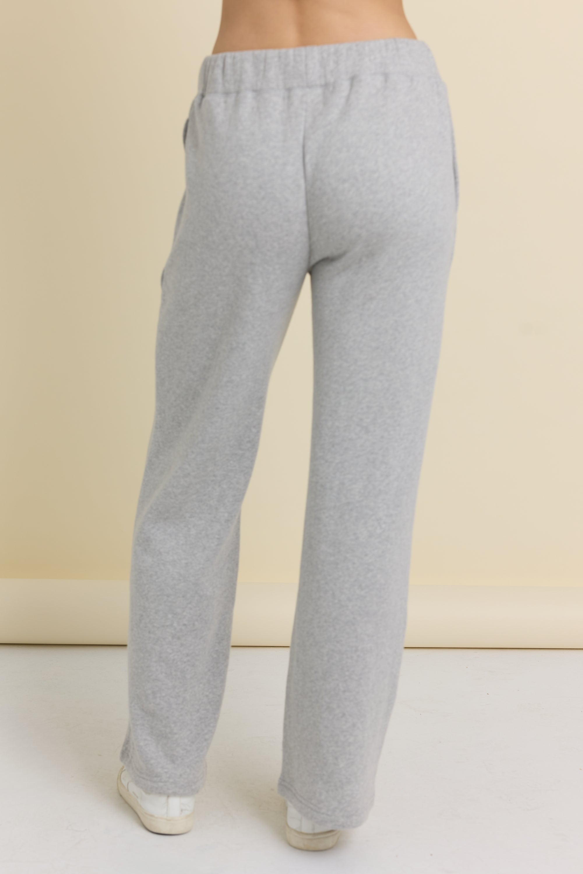 Fleece Wide Leg Pant with Lace Insert