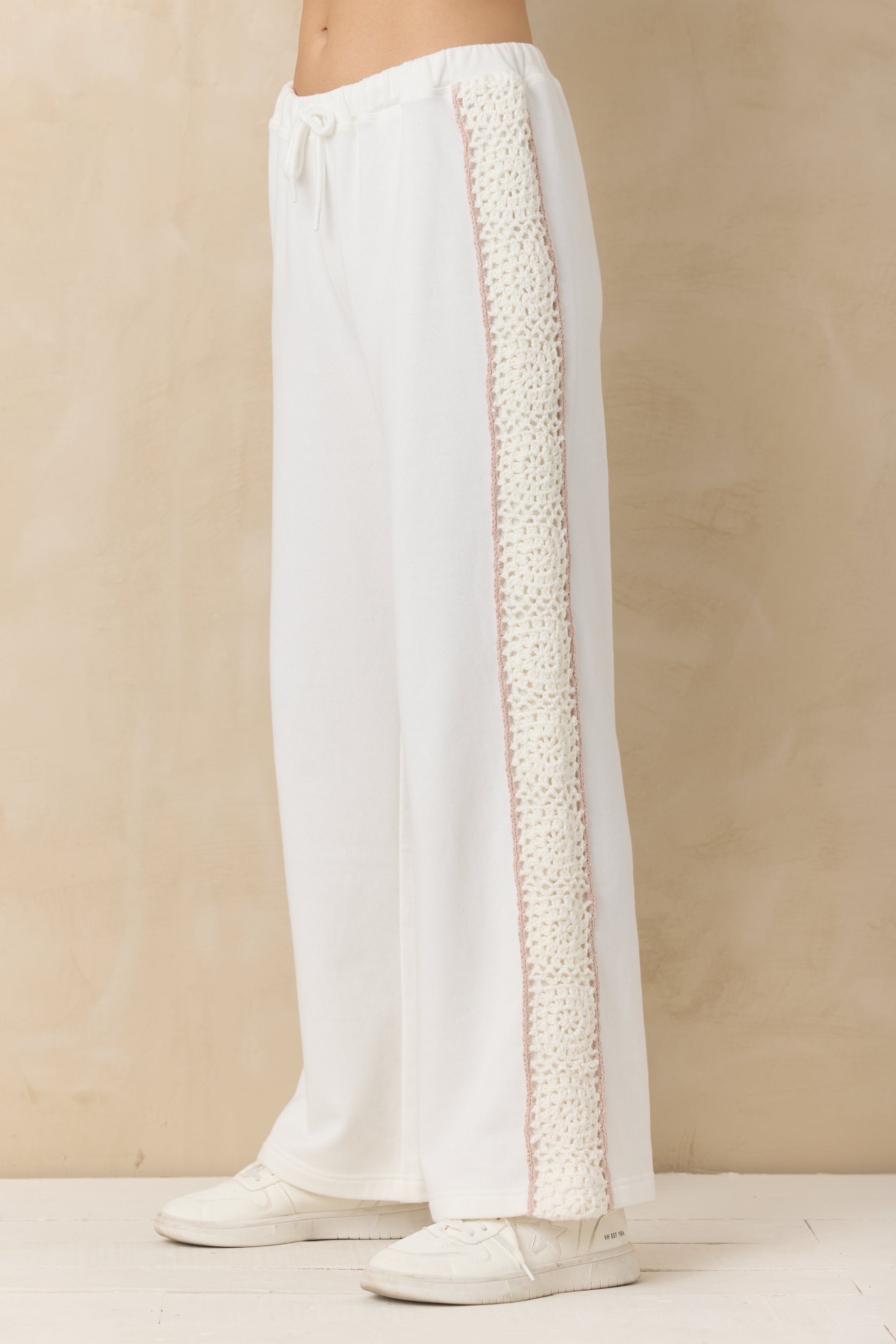 French Terry Pant with Square Crochet Insert