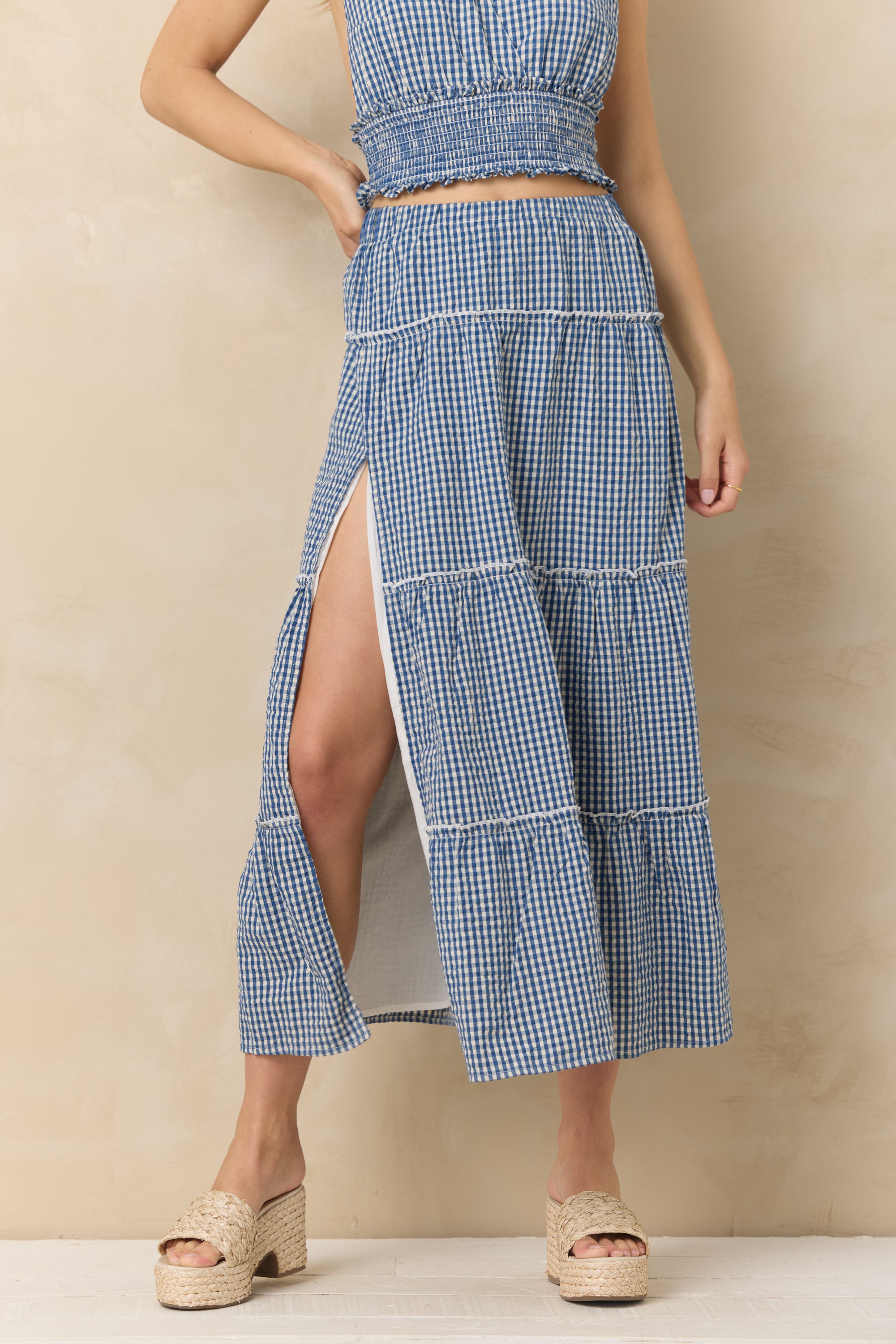 Woven Maxi Skirt with Slit