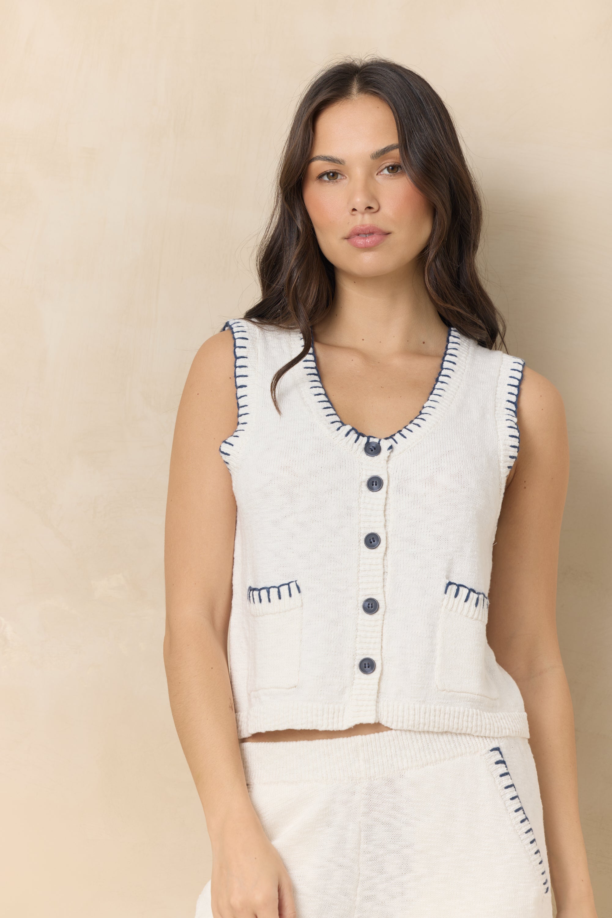 Knit Vest with Whipstitch