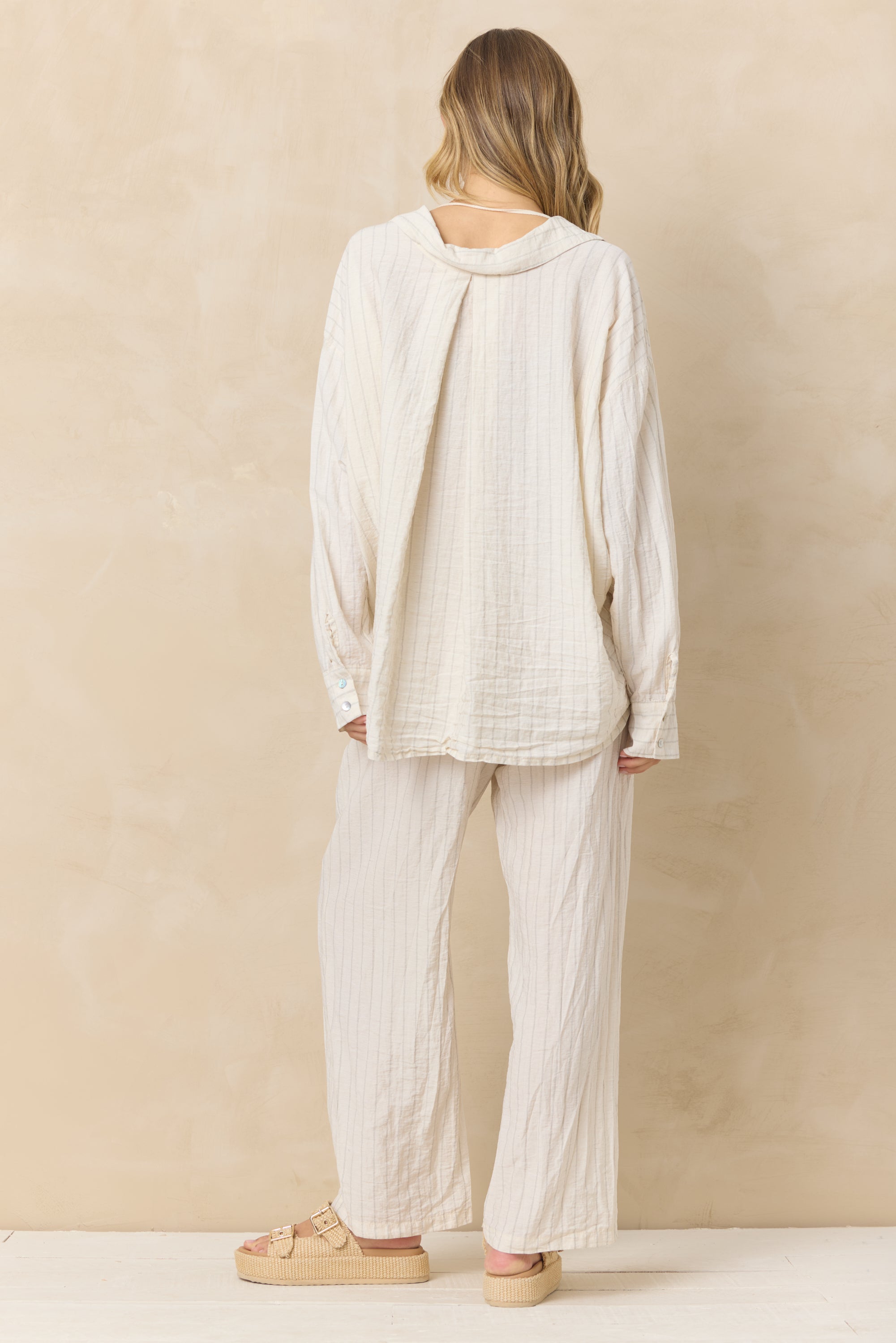 Textured Linen Blend Button Down