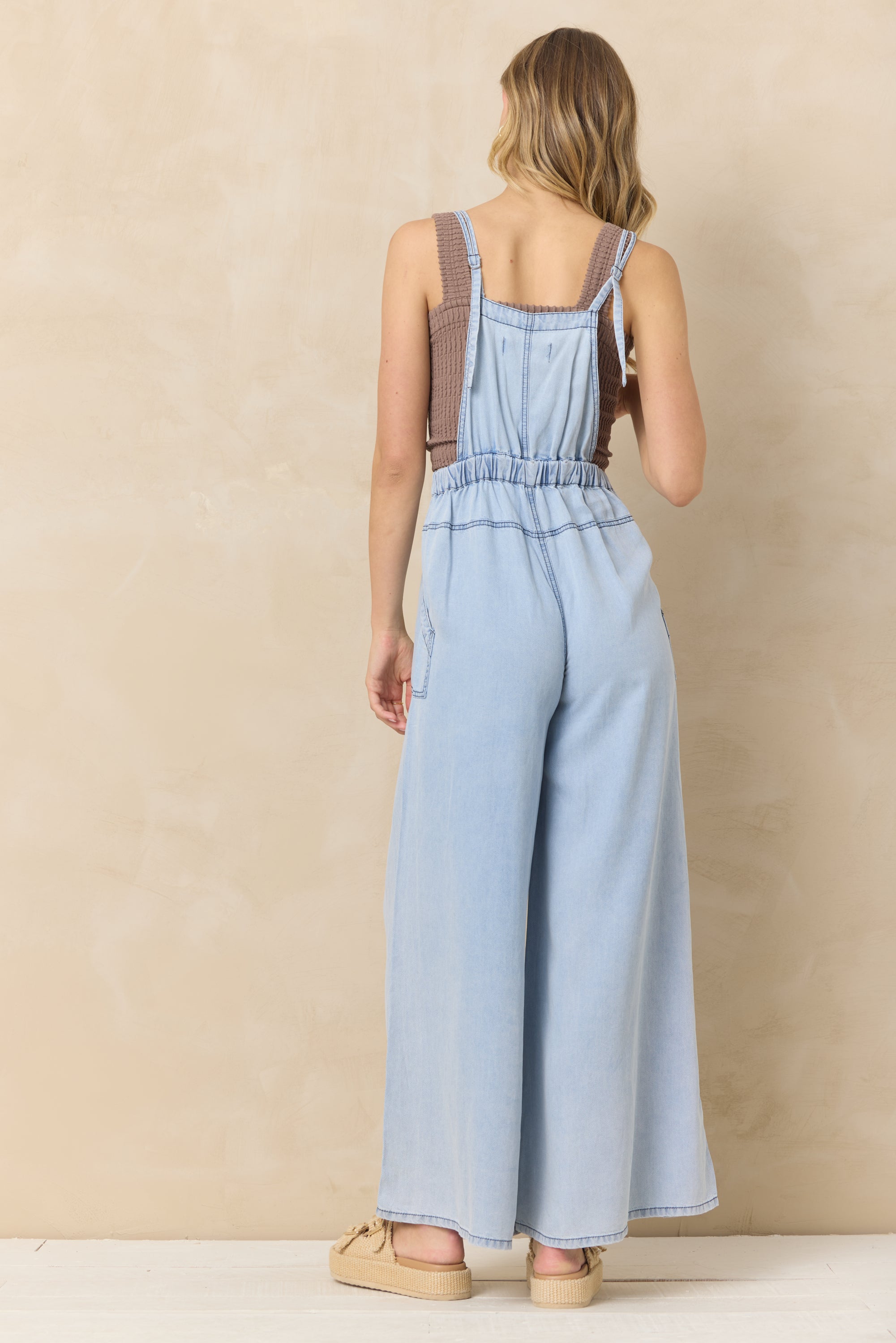 Wide Leg Denim Jumpsuit