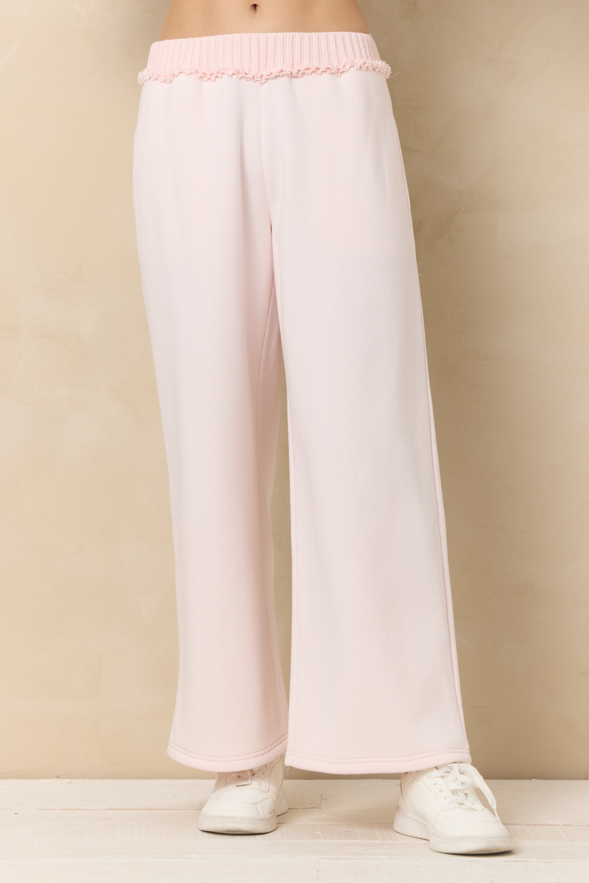 Vintage Fleece Wide Leg Pants with Rib