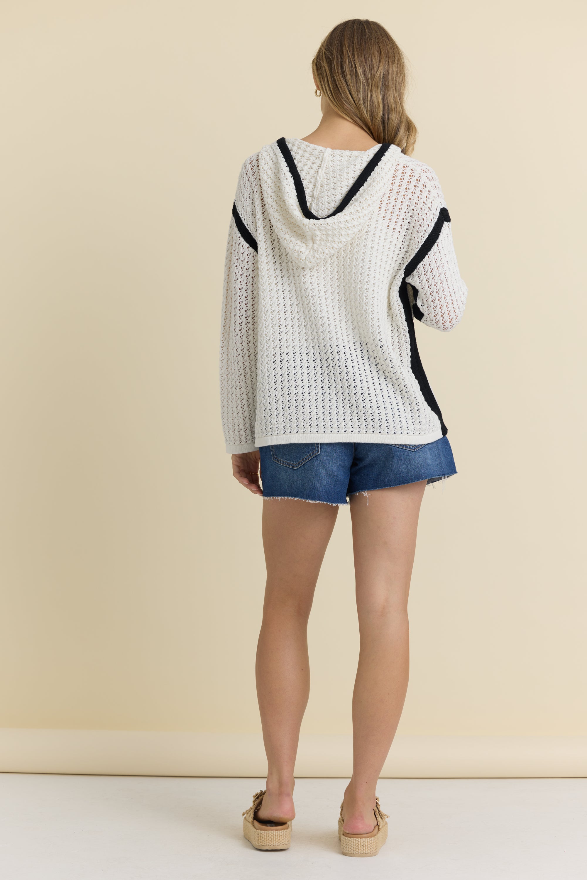 Contrast Crochet Hoodie