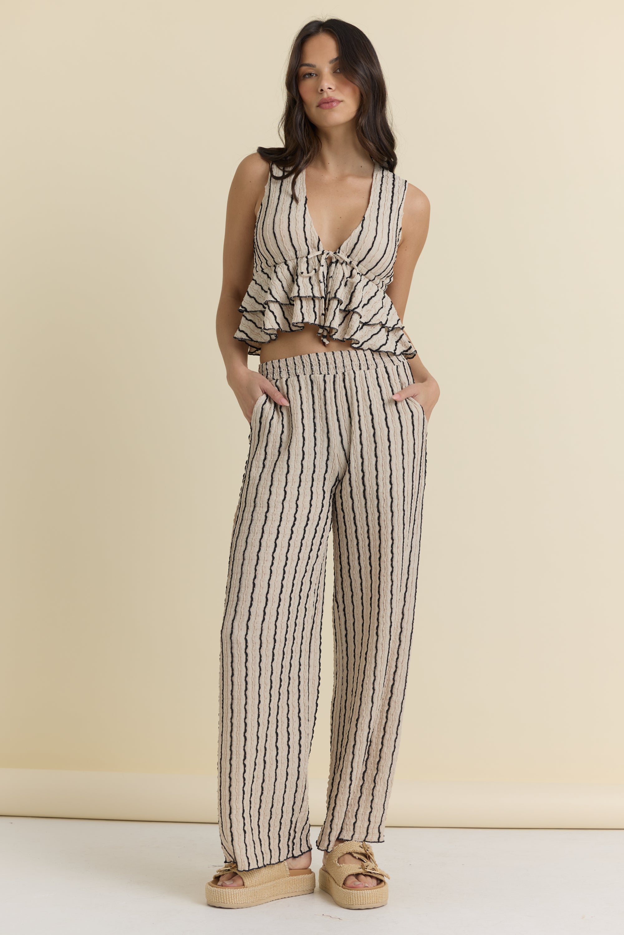 Novelty Knit Wide Leg Pants