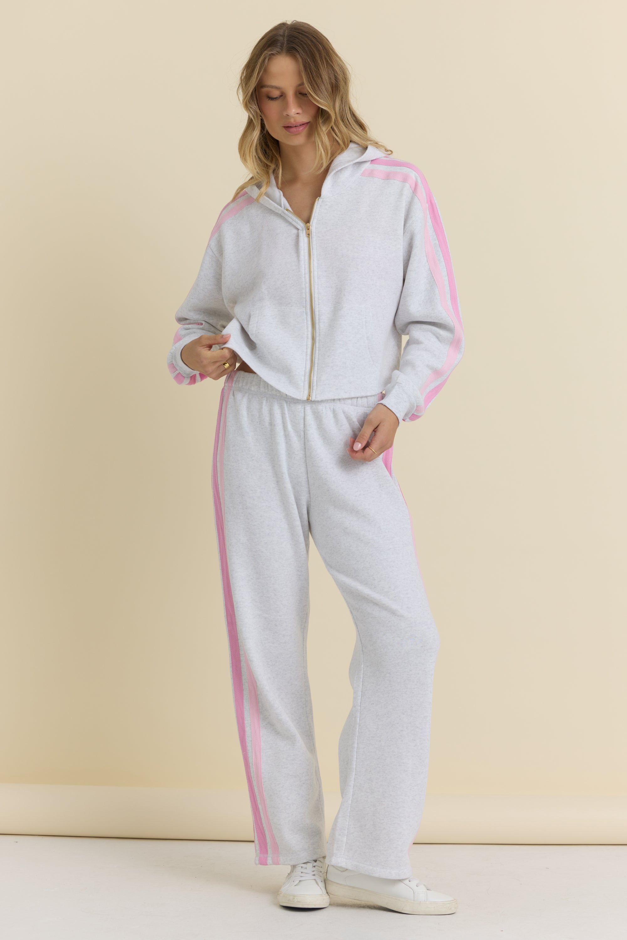 Crop Zip with Twill Tape Stripe