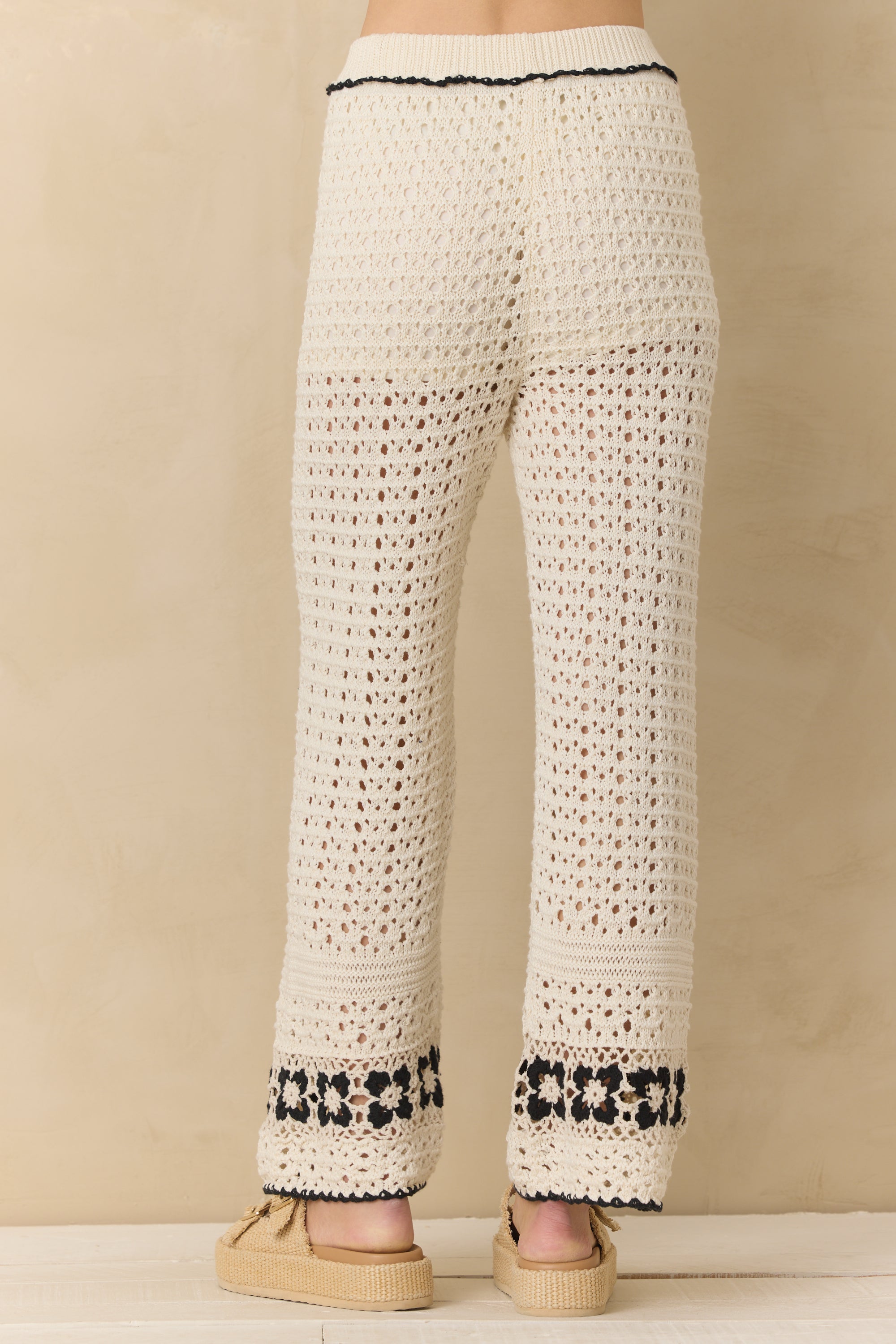 Crochet Floral Wide Leg Pants