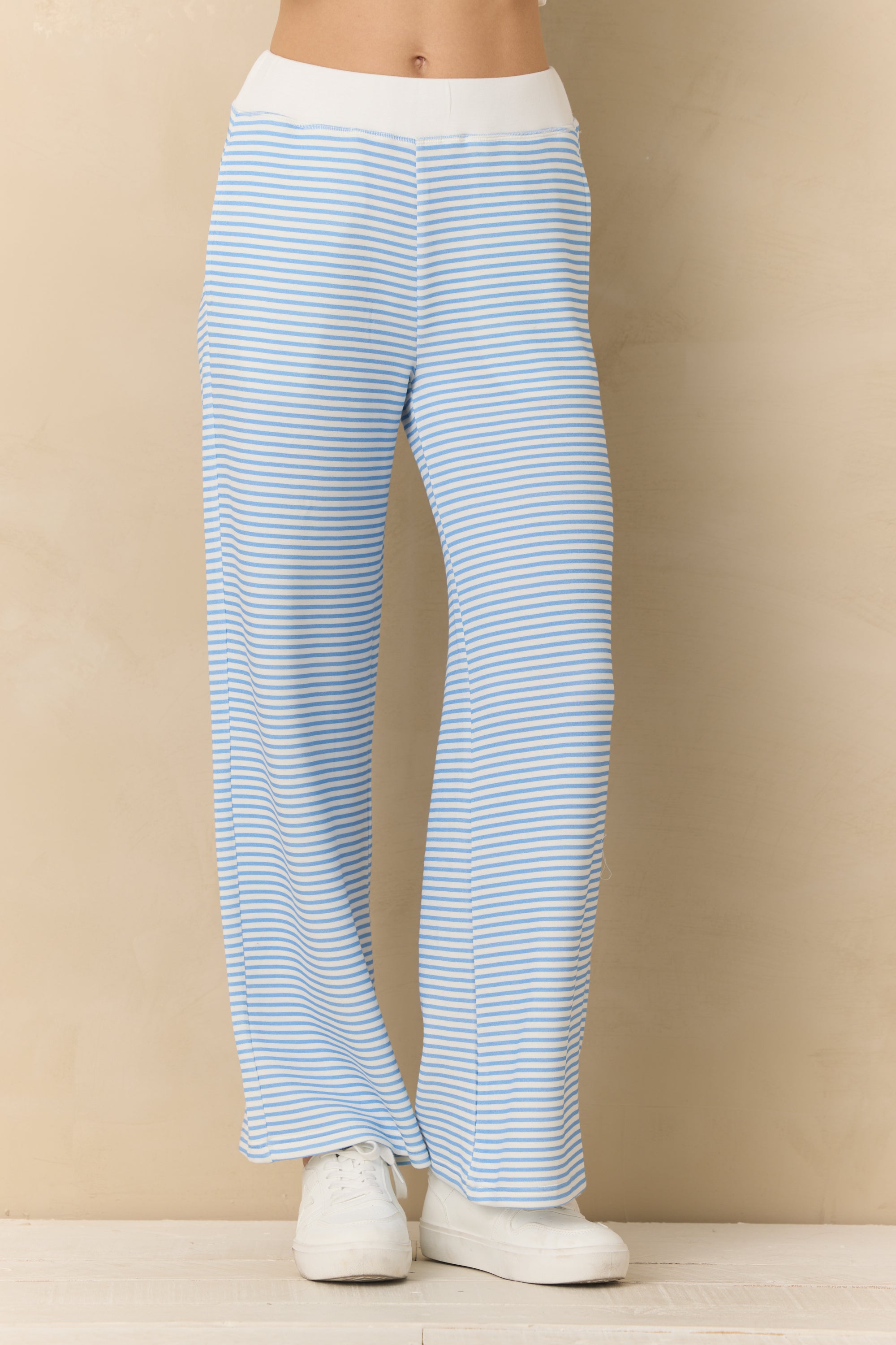 Striped Cloud Fleece Wide Leg Pant