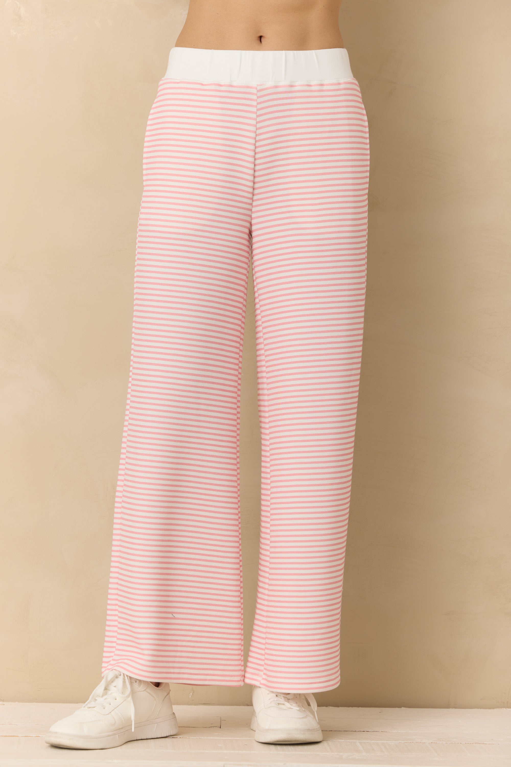 Striped Cloud Fleece Wide Leg Pant