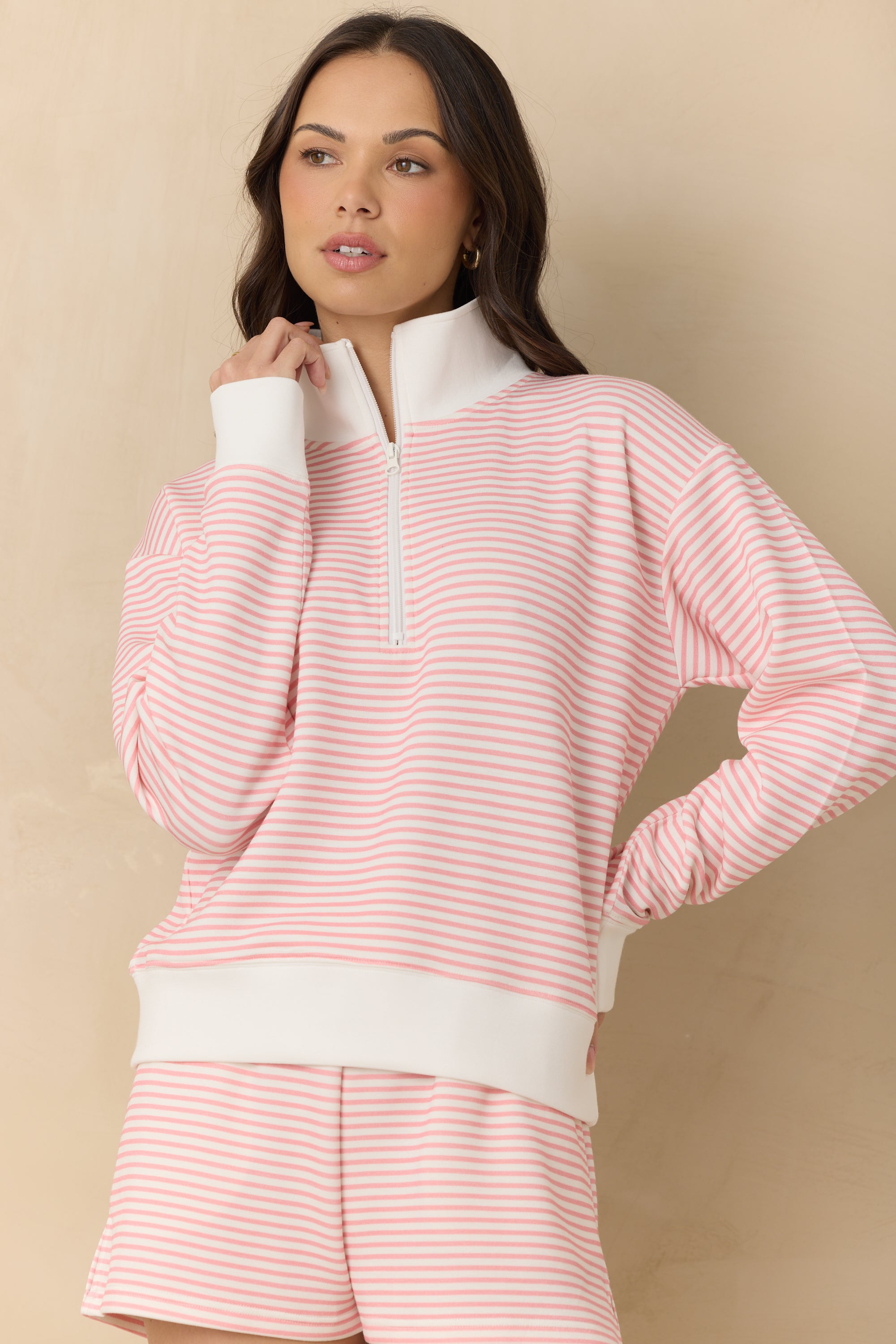 Striped Cloud Fleece Quarter Zip