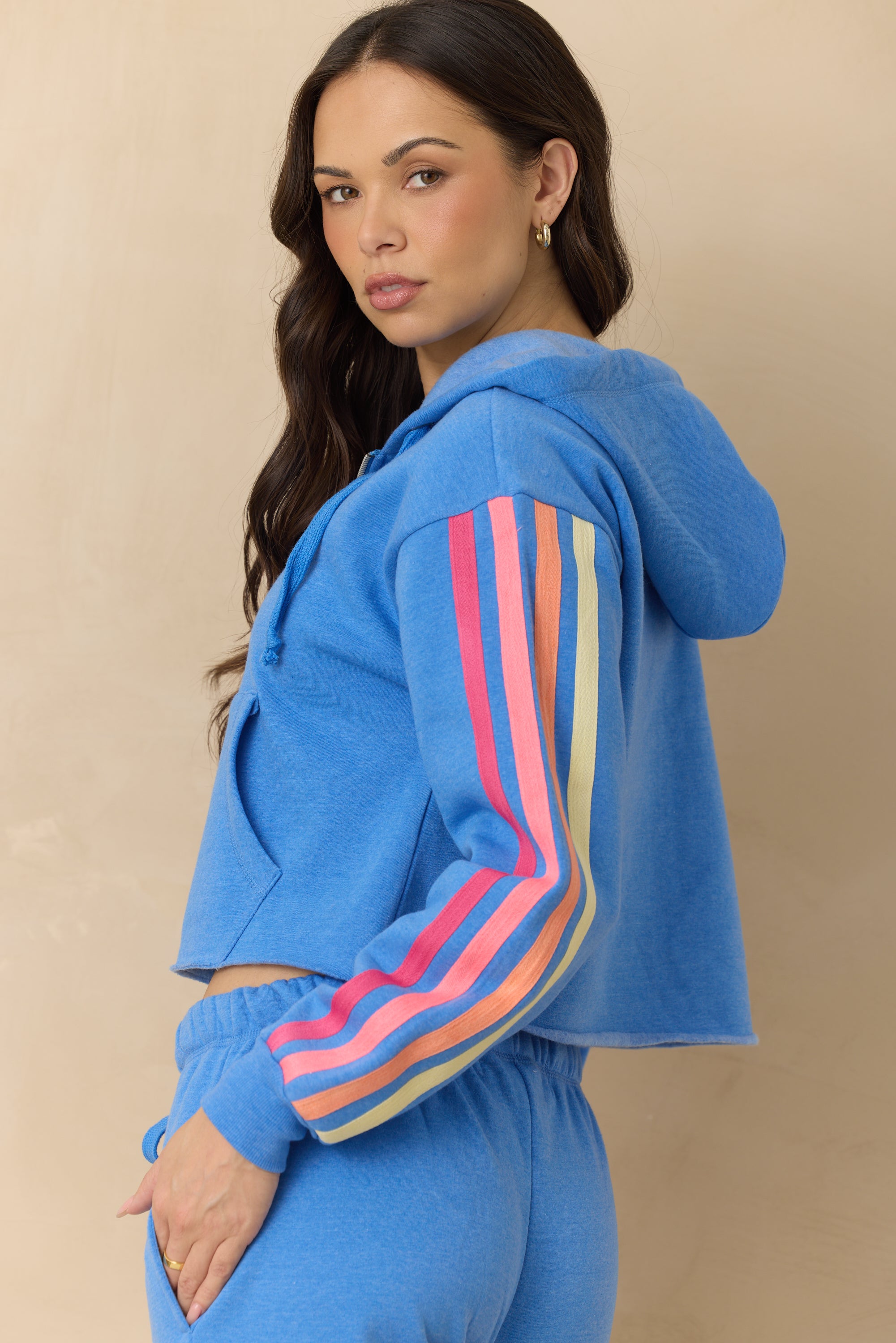 Stripe Heather Fleece Zip-Up