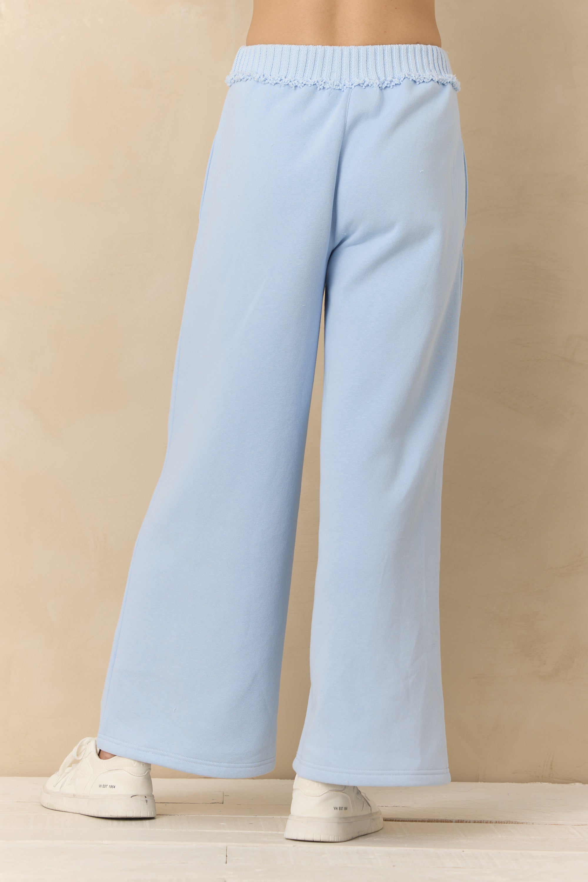 Vintage Fleece Wide Leg Pants with Rib