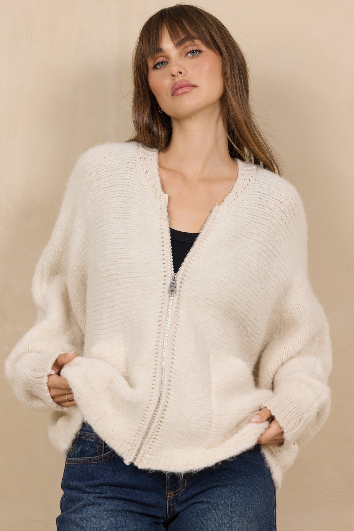 ZIP FRONT LE SOLEIL SWEATER