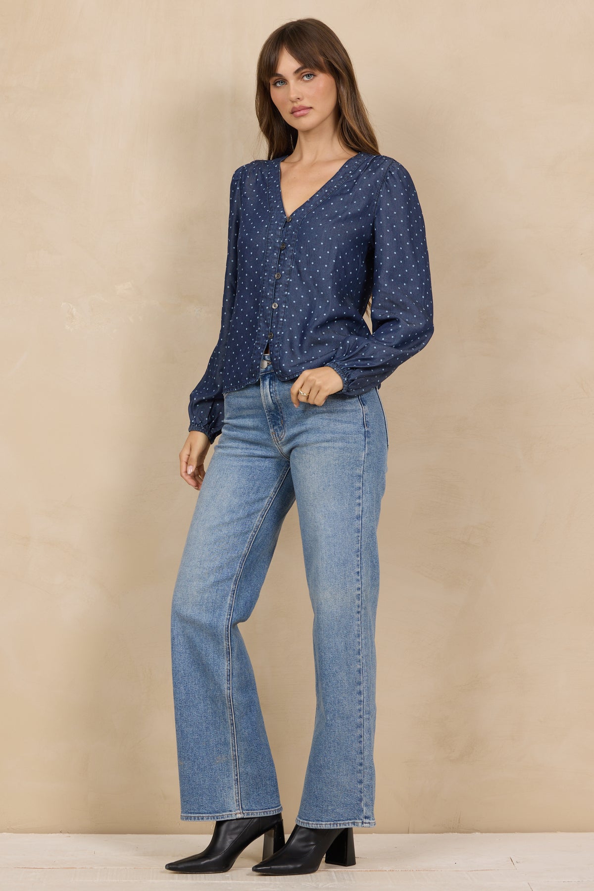 Tencel Button Front Top