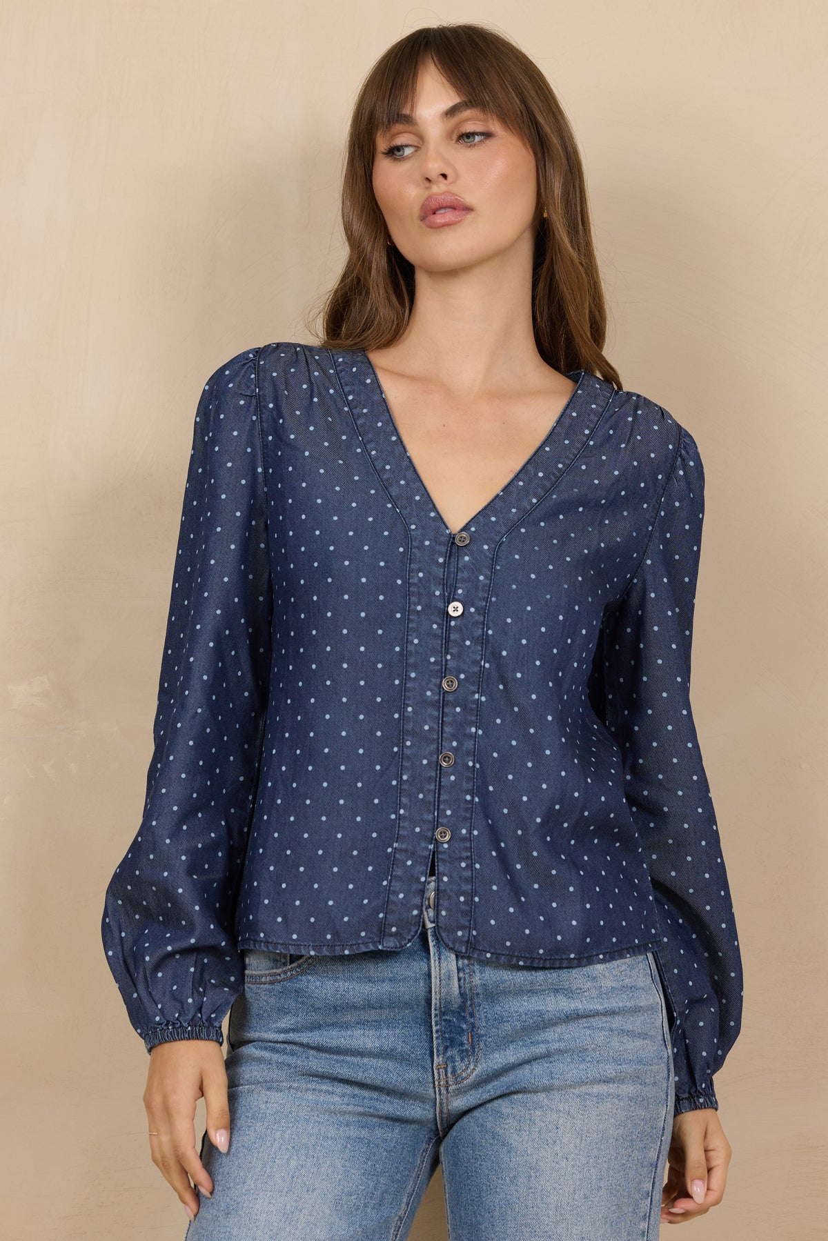Tencel Button Front Top