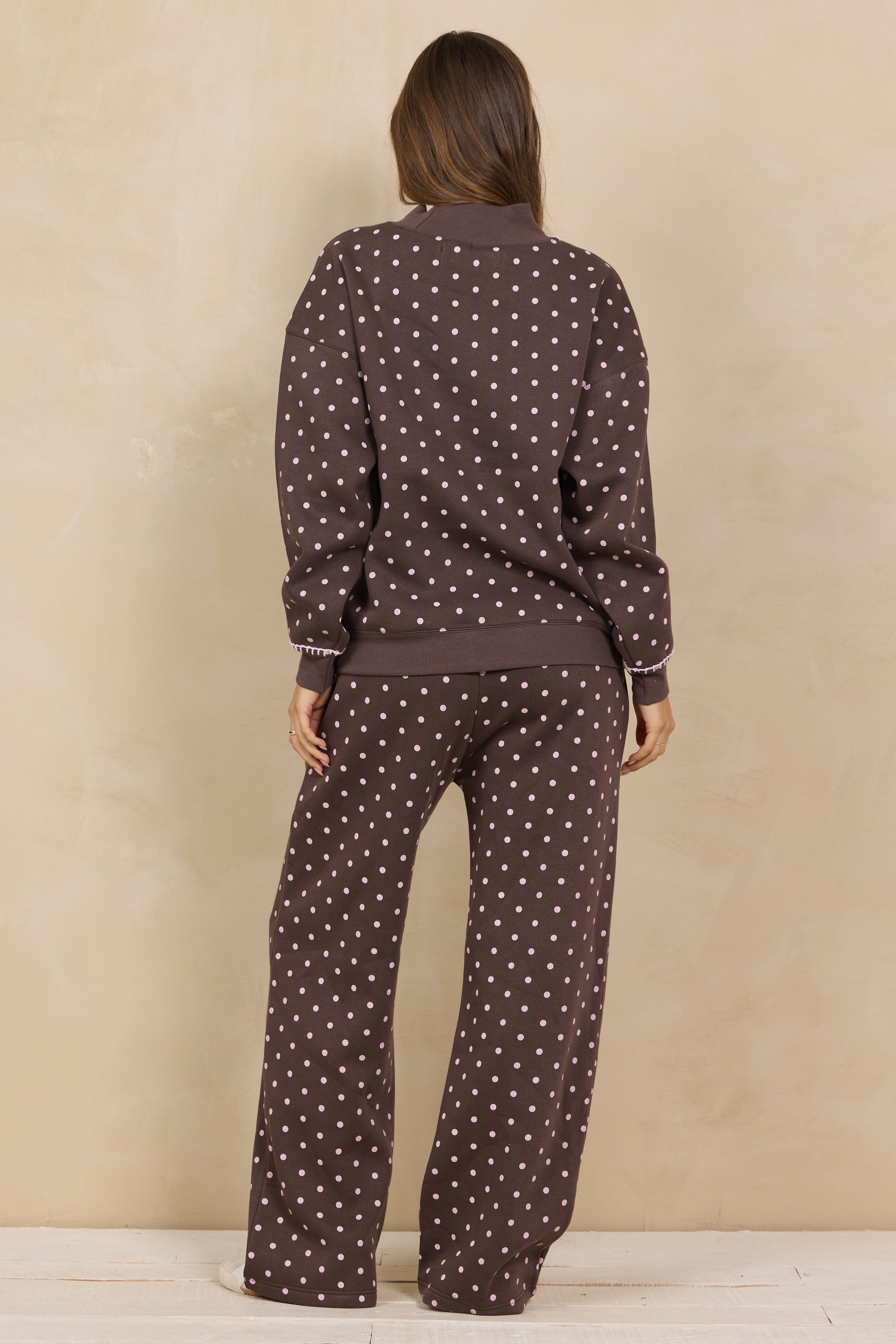 Printed Essential Fleece Mockneck & Pant Set W/ Whipstitch