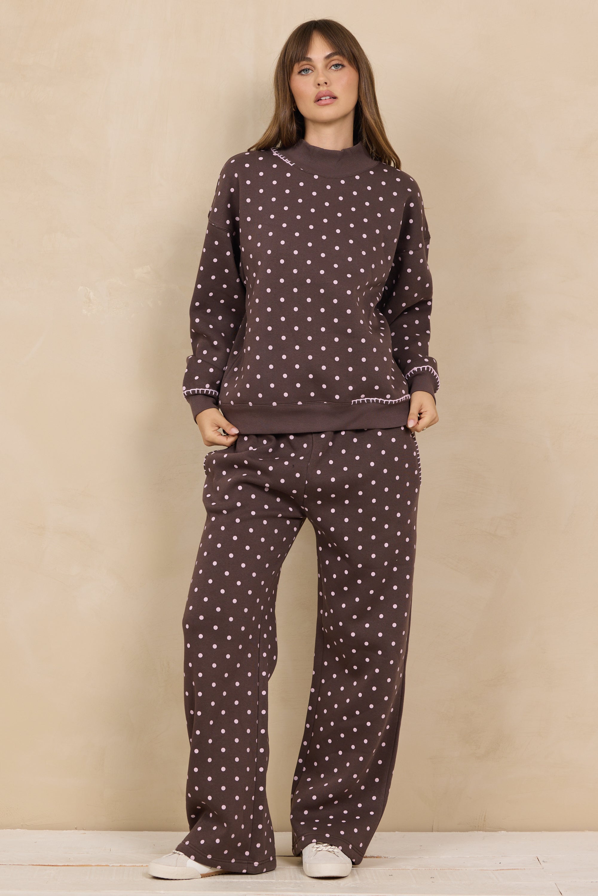 Printed Essential Fleece Mockneck W/ Whipstitch