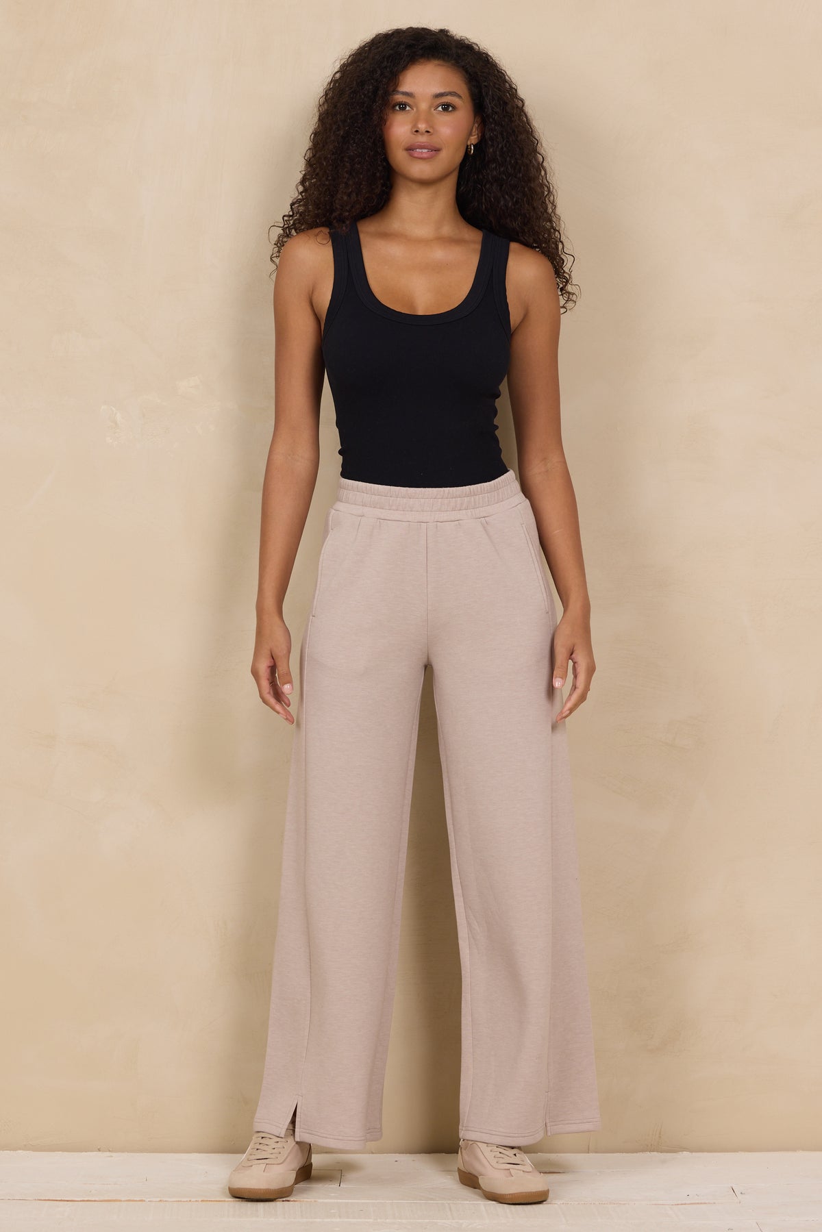 Cloud Fleece Wide Leg Pant w/ Front Slit