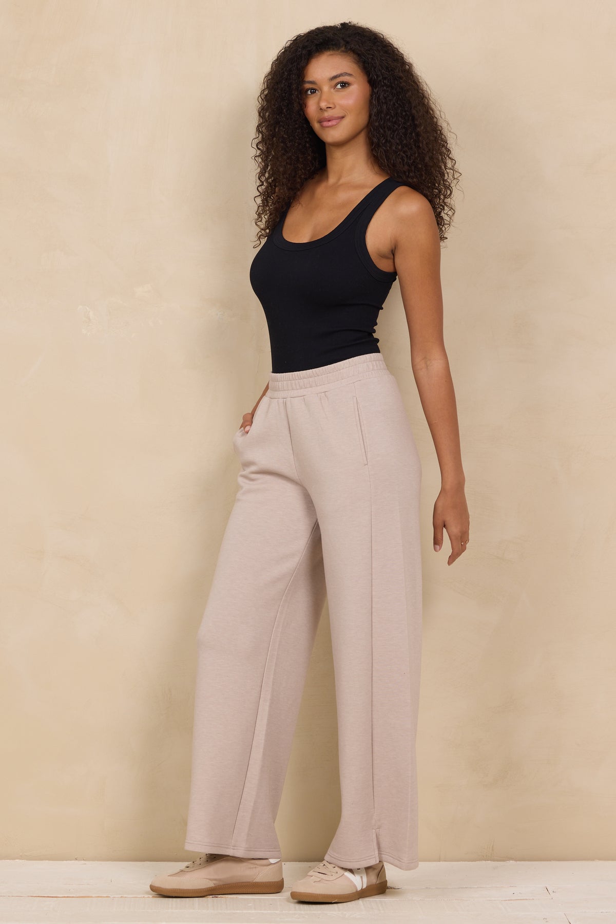 Cloud Fleece Quarter Zip 2-Piece Set in Heather Oatmeal