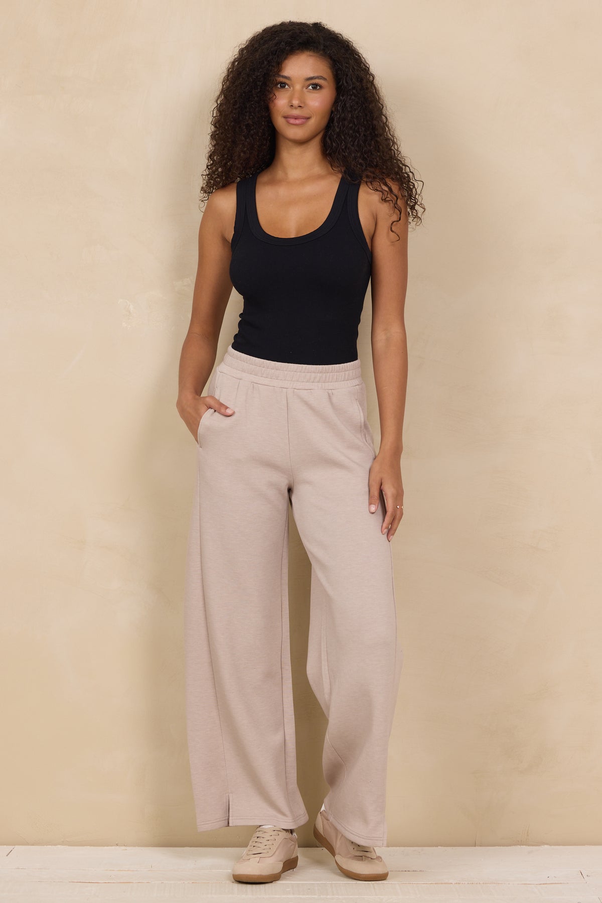 Cloud Fleece Quarter Zip 2-Piece Set in Heather Oatmeal