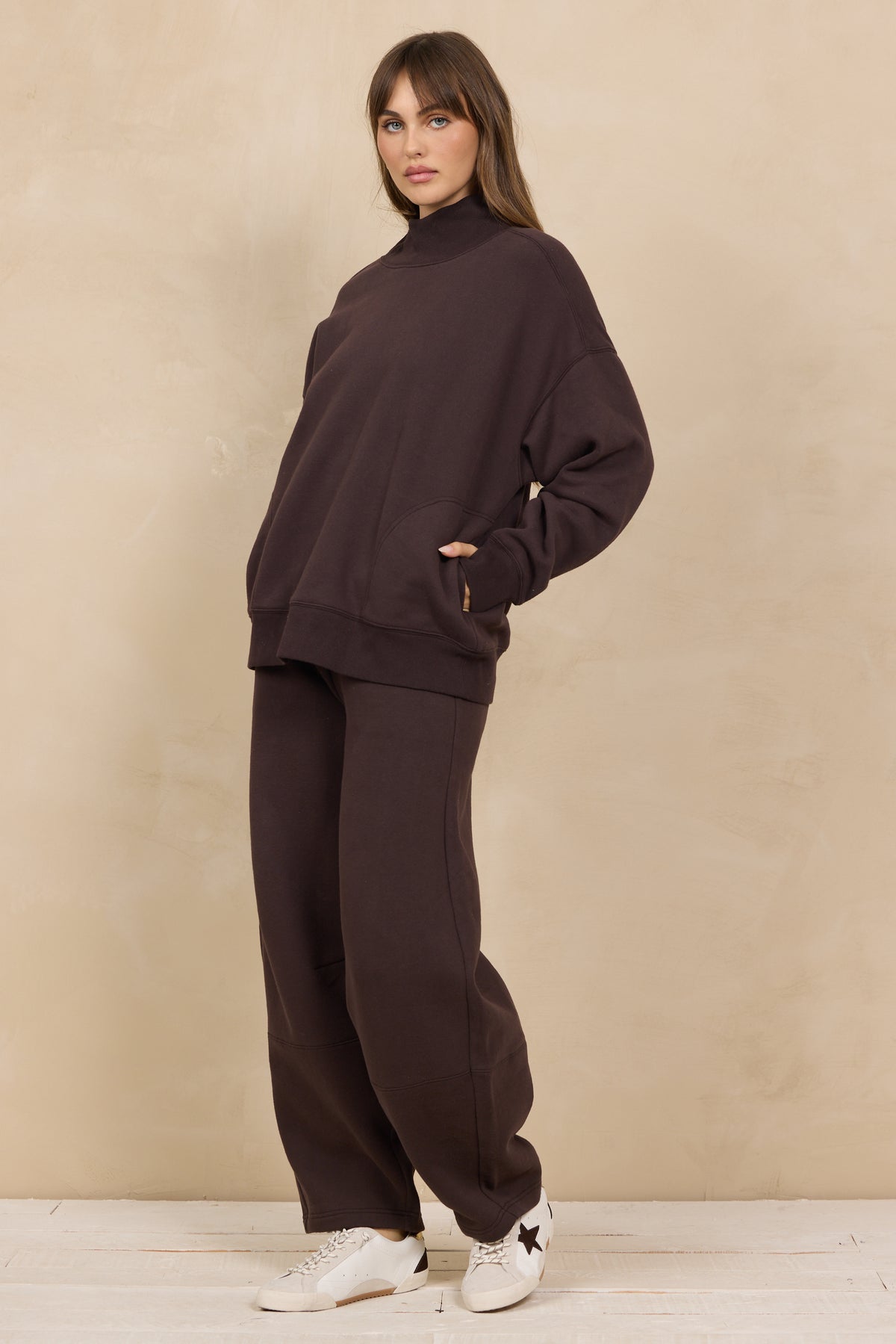 Soft Surf Wash Mockneck 2-Piece Set in Brownie