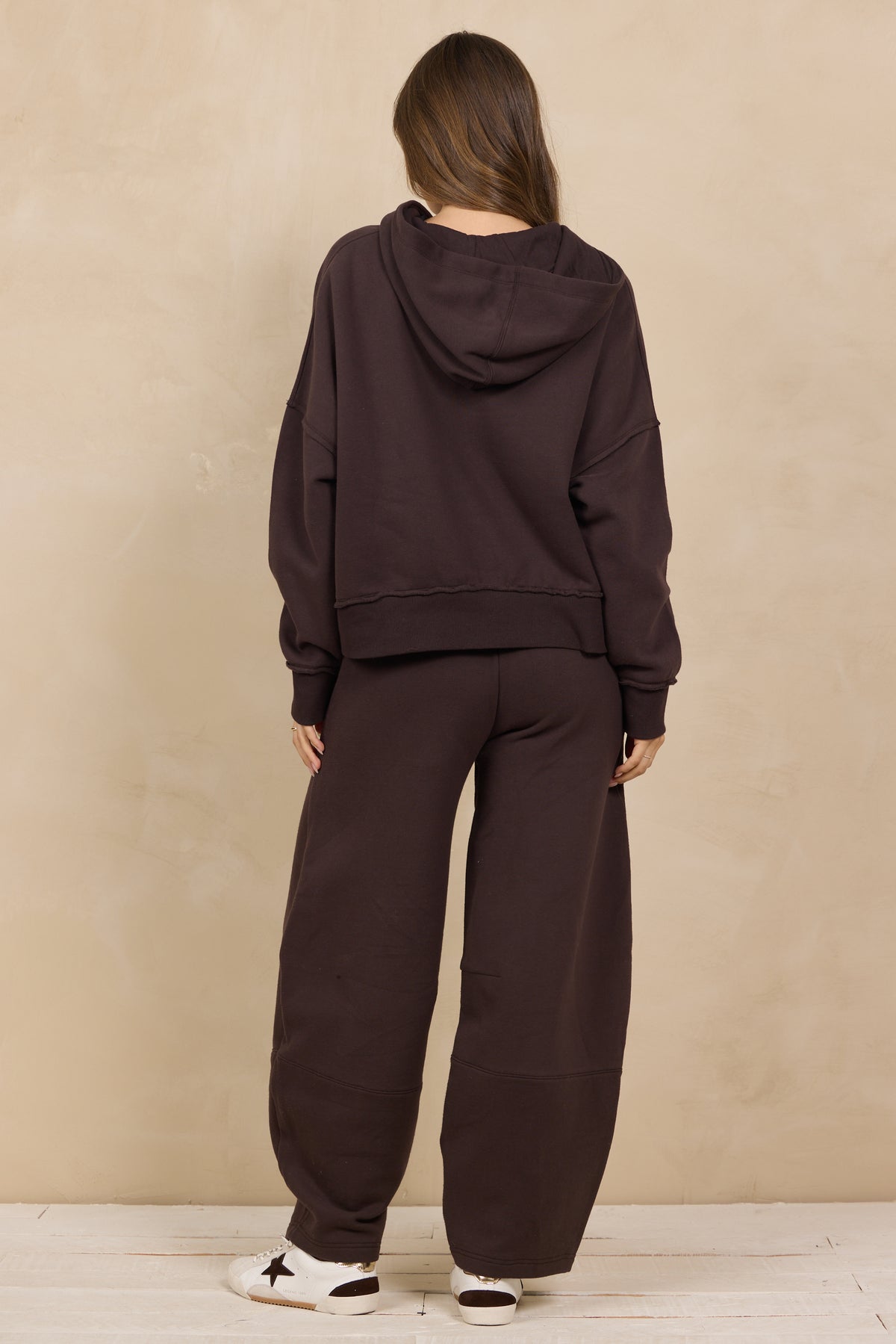 Soft Surf Wash Lace Up Hoodie 2-Piece Set in Brownie