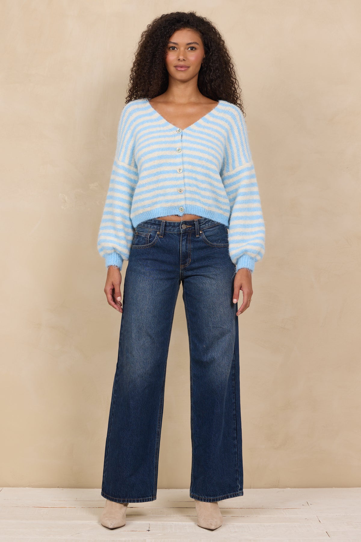 CROPPED STRIPE CARDIGAN