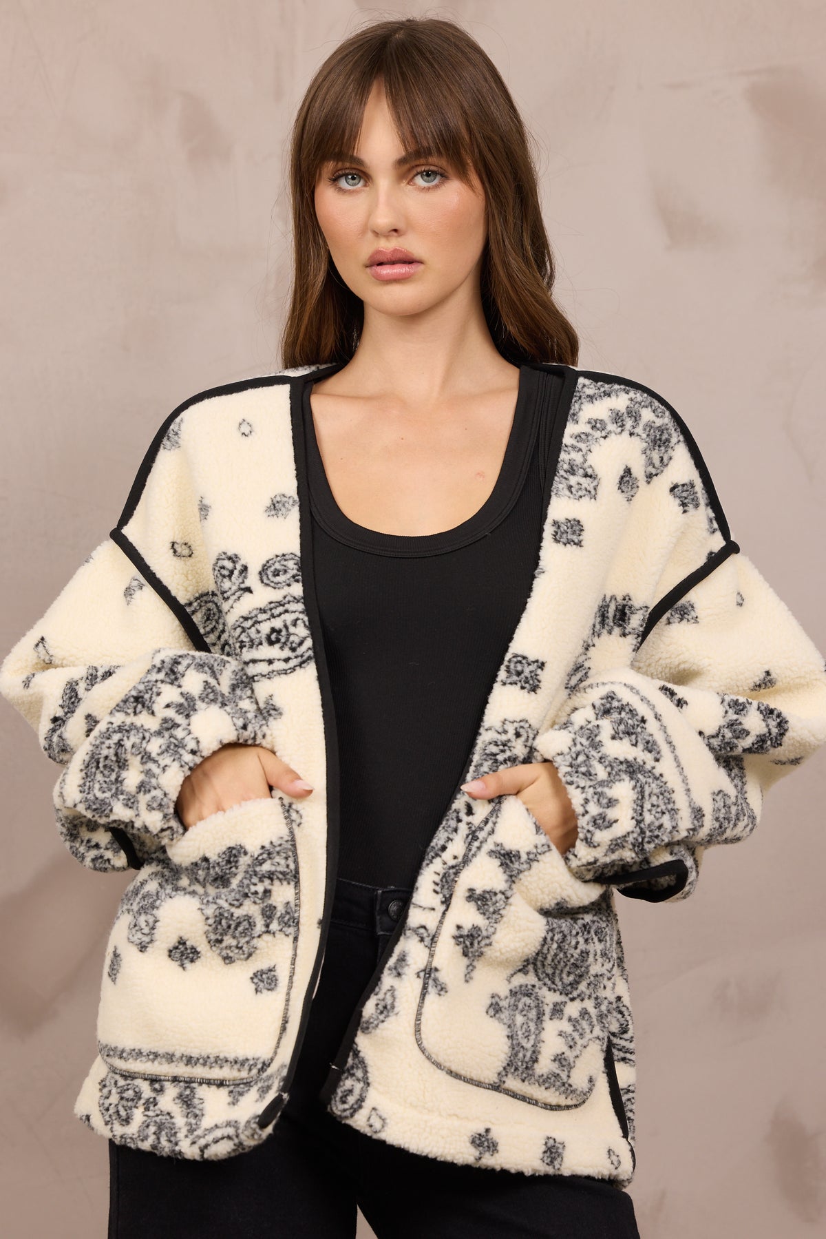PRINTED SHERPA JACKET