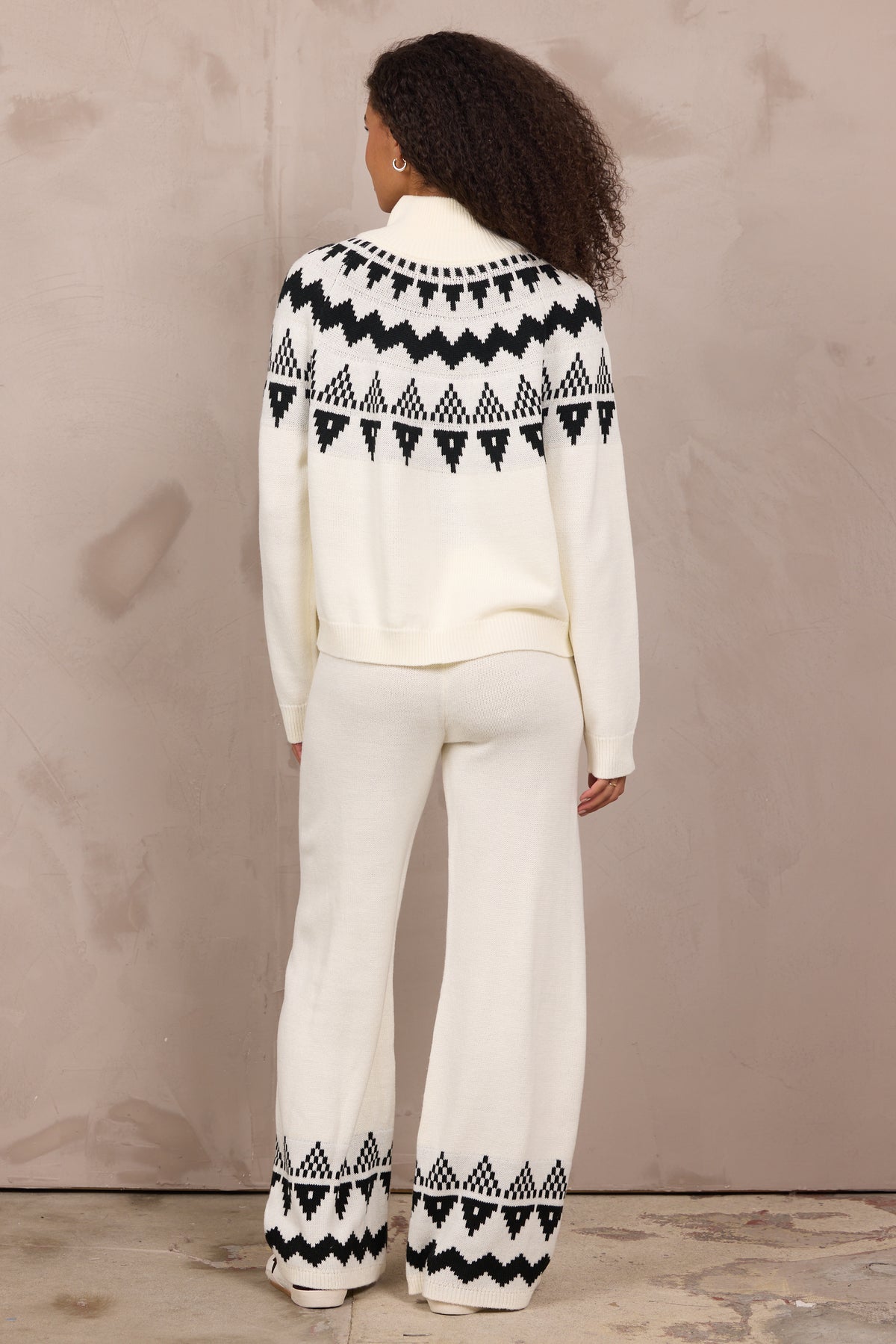 KNIT QUARTER ZIP W/ AZTEC FAIR ISLE