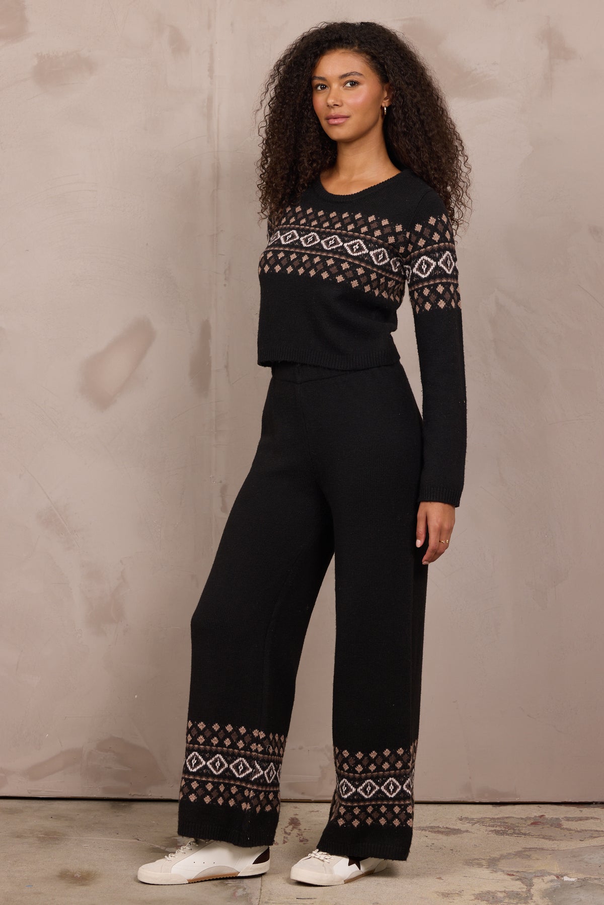 Fair Isle 2-Piece Set in Black