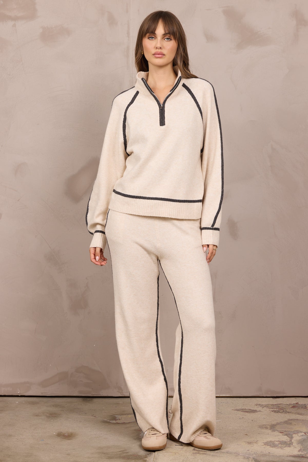 Knit Quarter Zip w/ Contrast