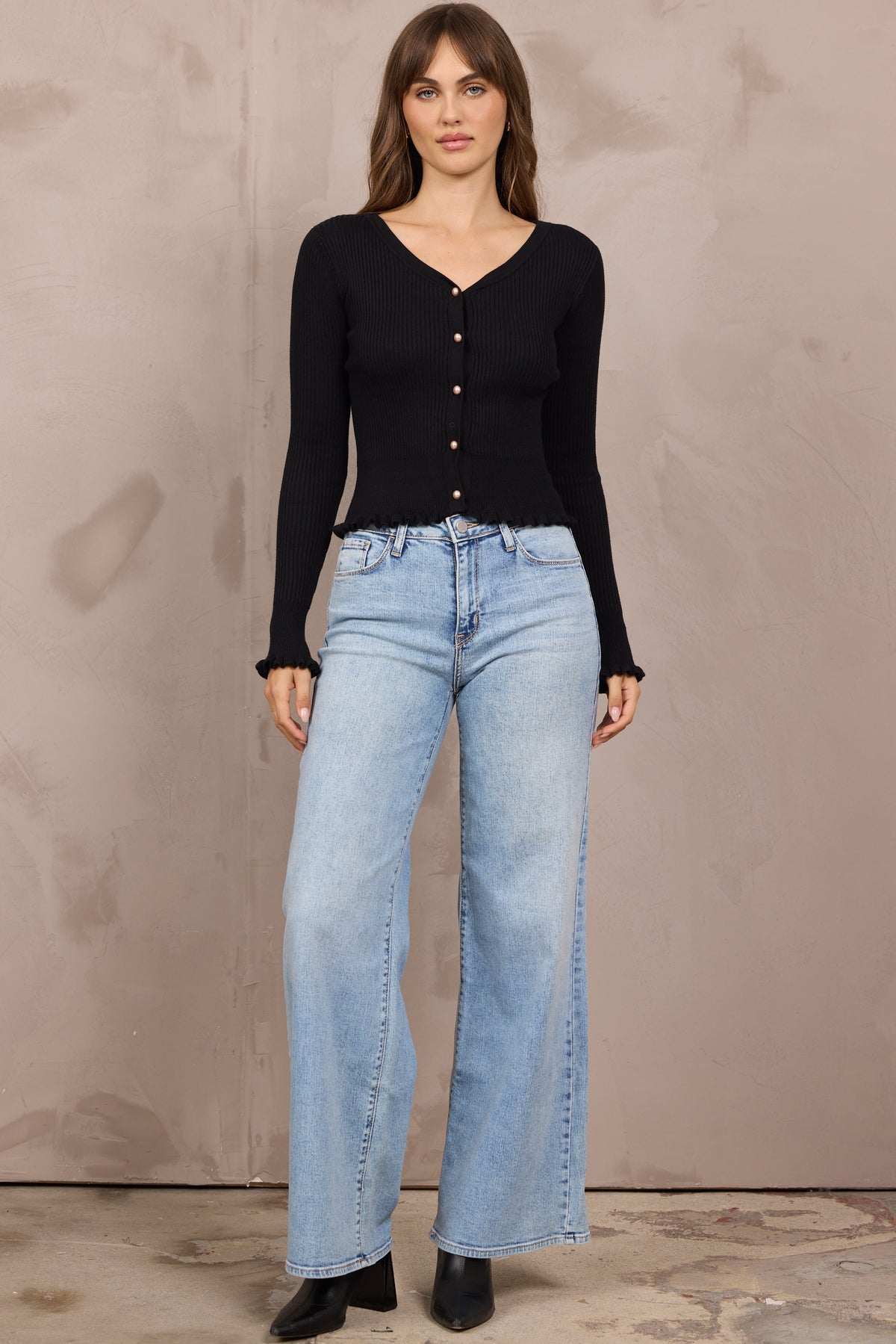 Rib Knit Fitted Cardigan Tops from Vintage Havana, view 4