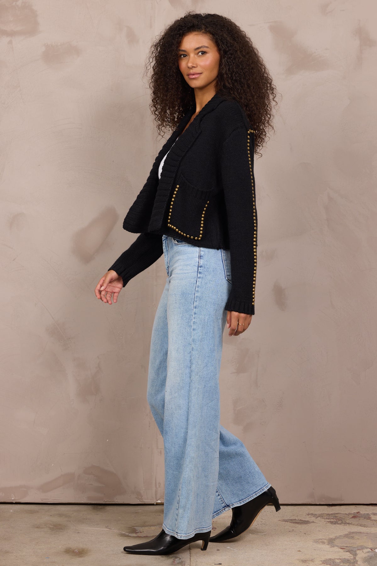Sweater Blazer w/ Stud Details