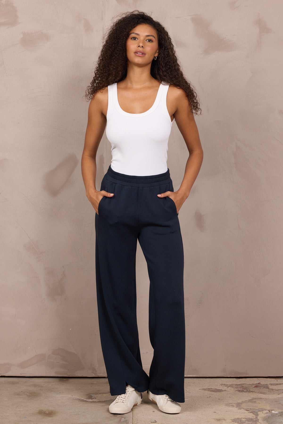 Cloud Fleece Wide Leg Pant w/ Front Slit