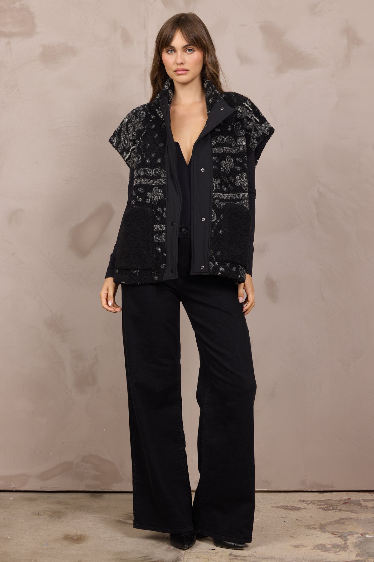 Printed Sherpa Vest