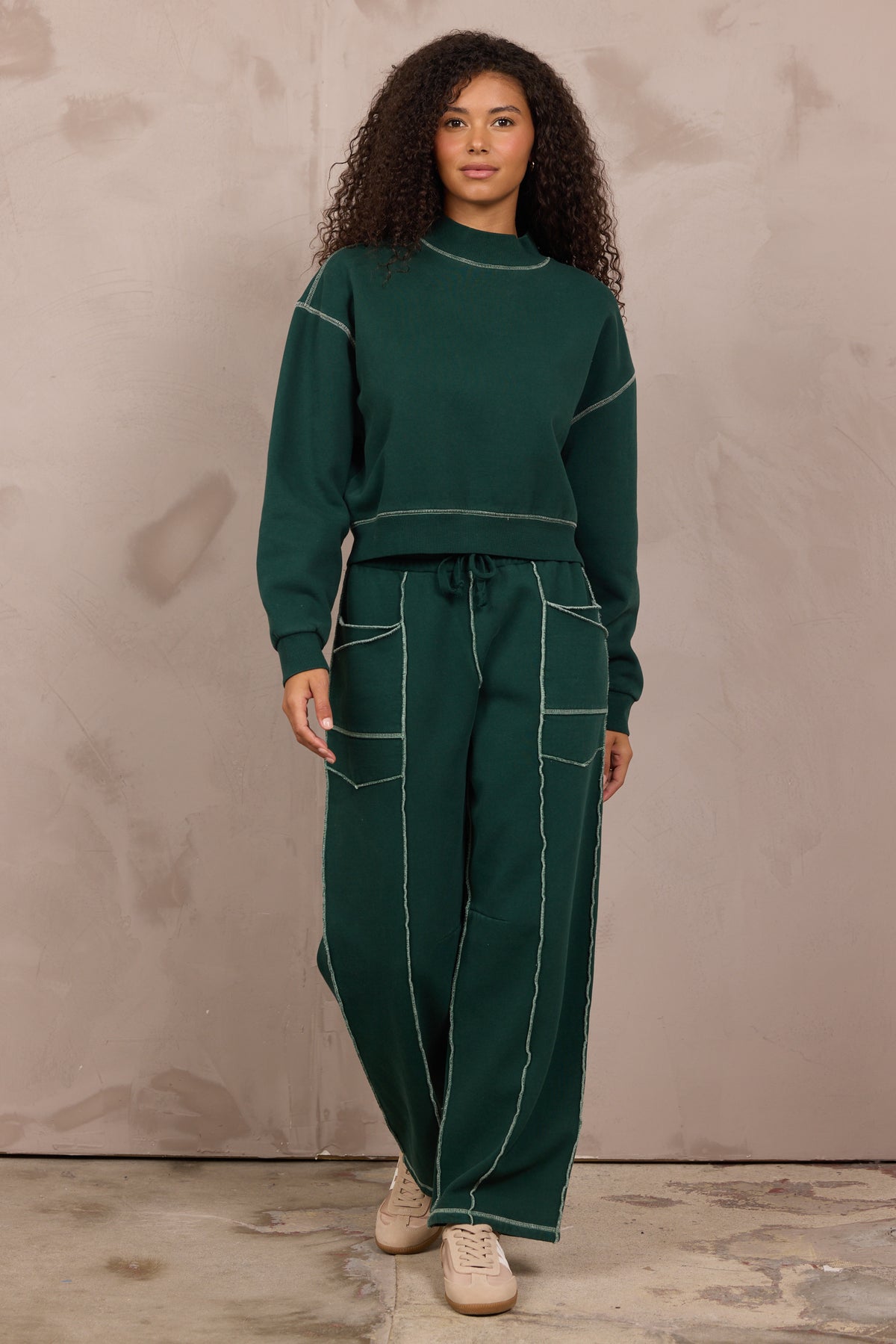 Garment Dye Mockneck w/ Contrast Stitching