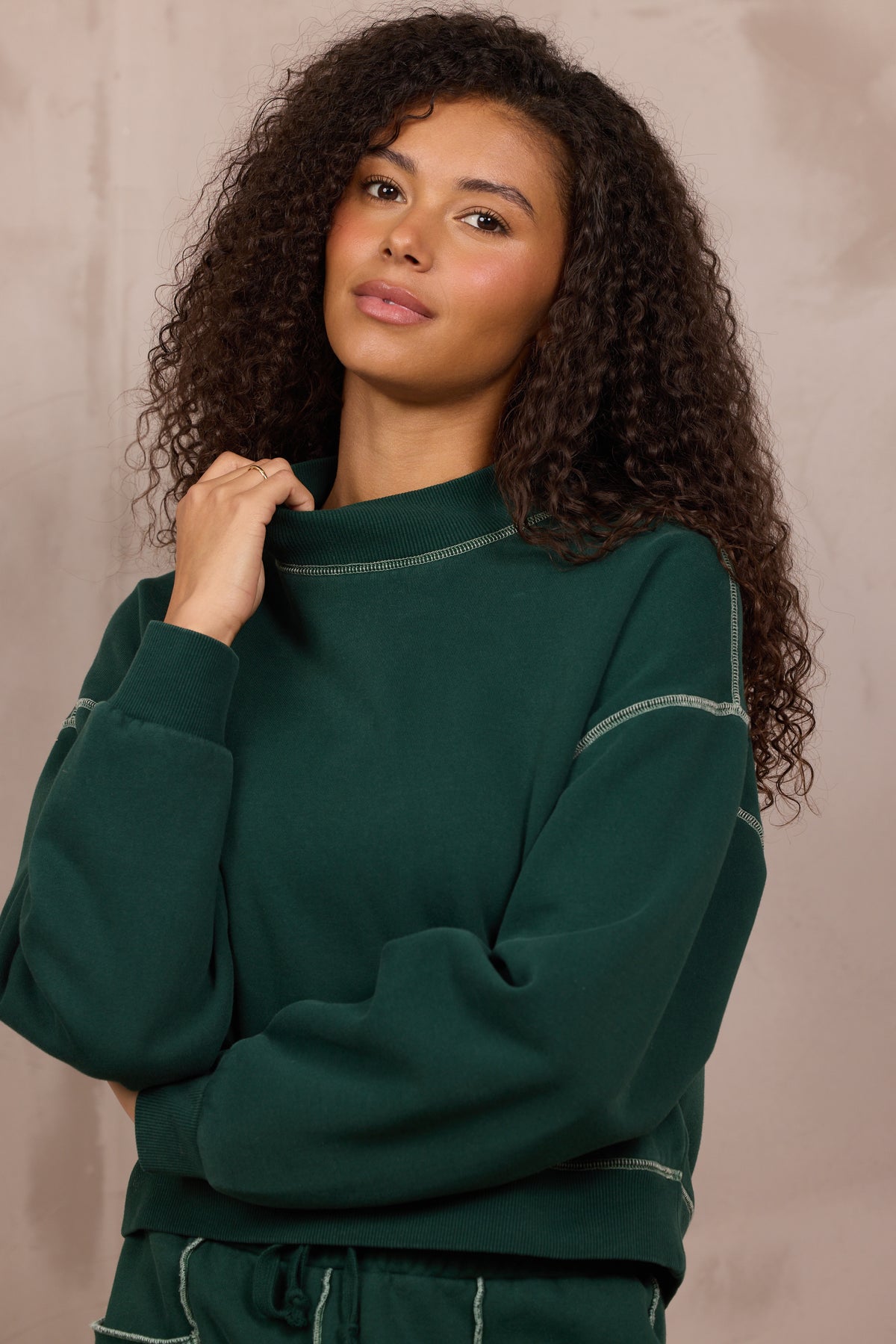 Garment Dye Mockneck w/ Contrast Stitching