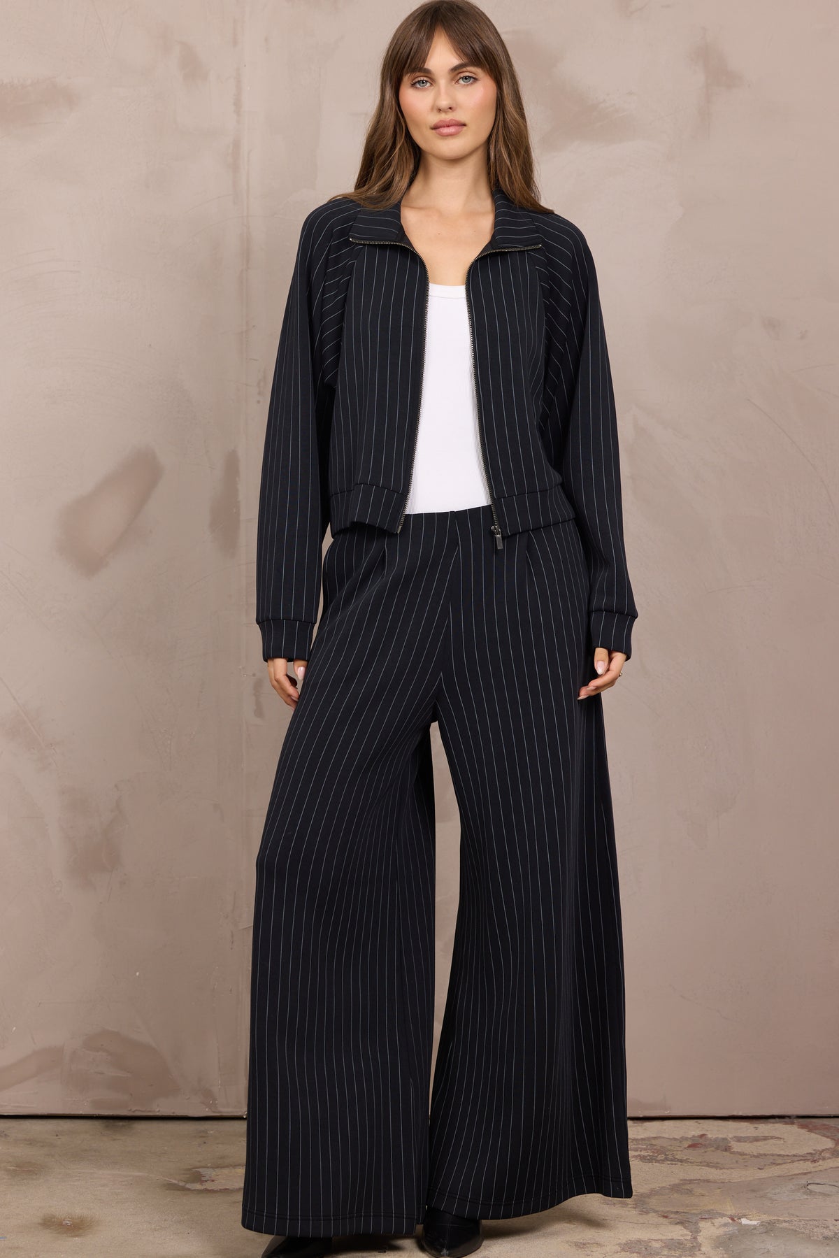 Raglan Full Zip Up & Pleated Pant Set