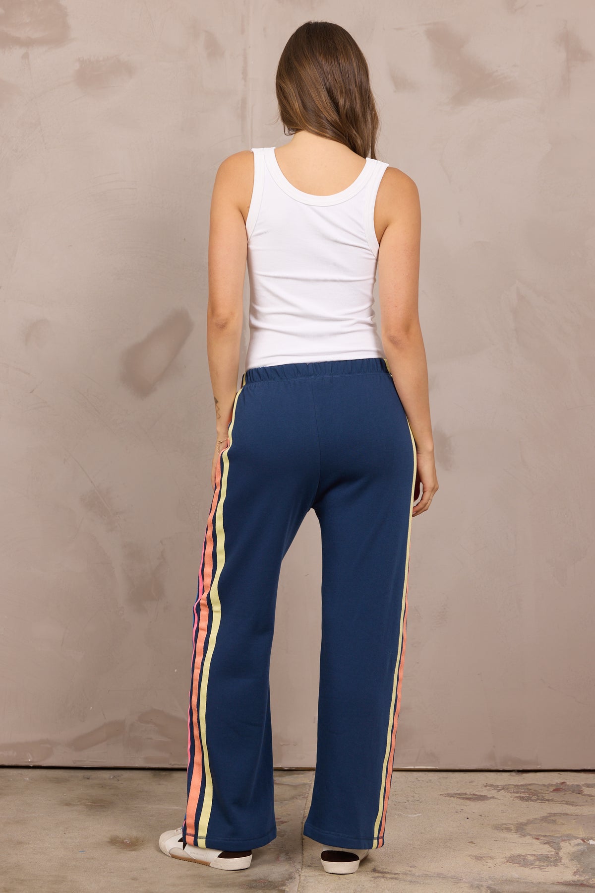 Stripe Heather Fleece Wide Leg Pant