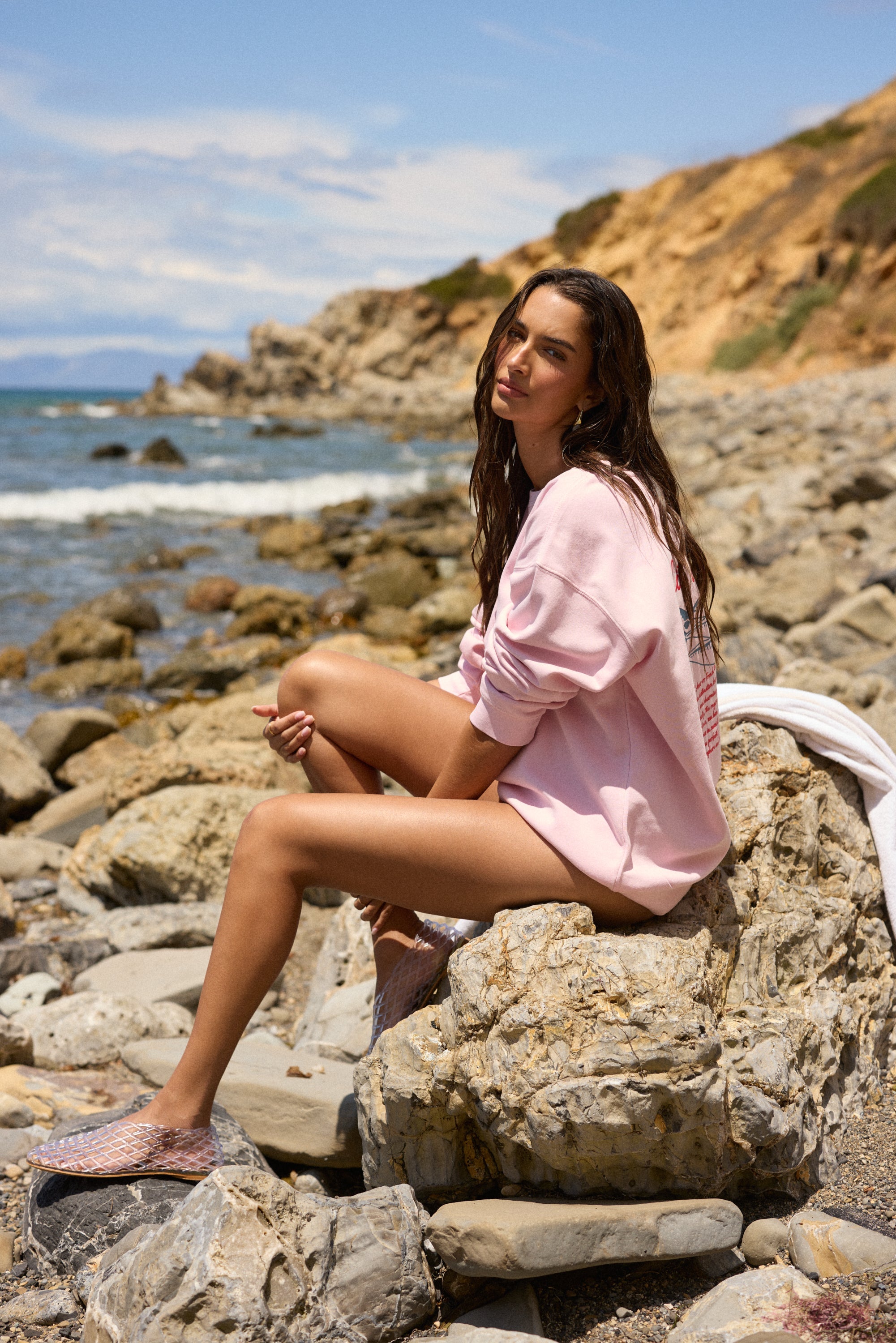 3 Fish Garment Dye Crewneck - Paradise Pink
