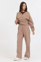 Caramel Latte Brushed Fleece Snap Pant