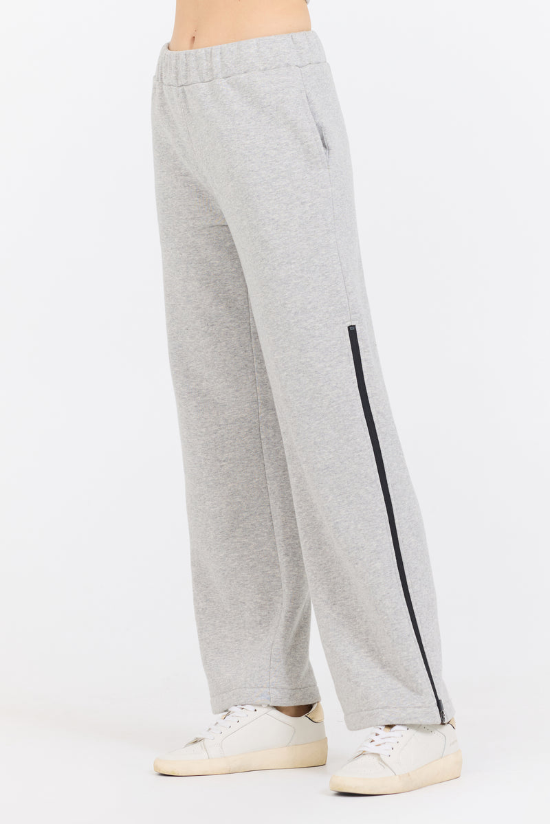 Pure Grey Contrast Black Zipper Flare Pant